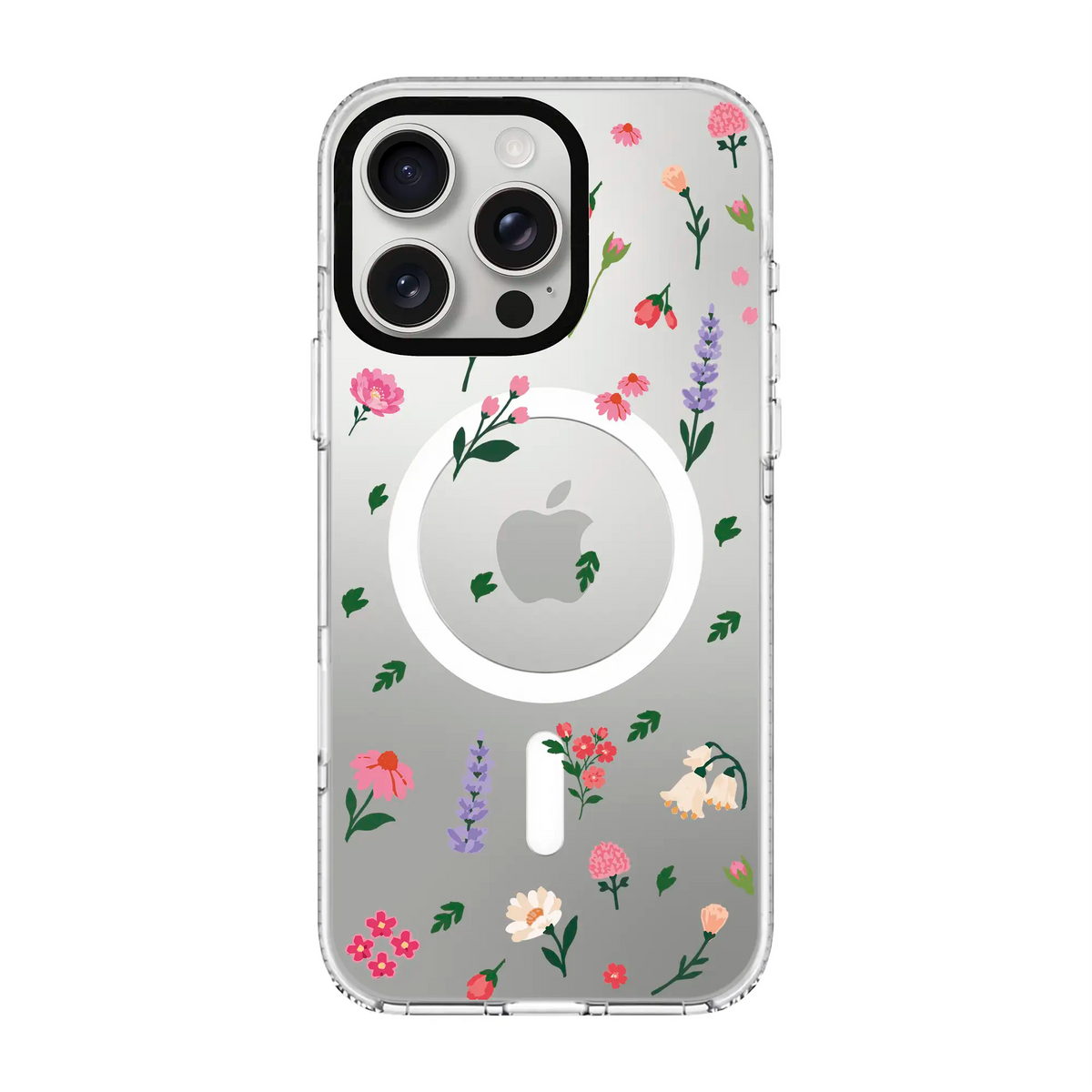 KiŞiYe Özel Little Blossoms Şeffaf-Clear Kılıf Magsafe Özellikli - Iphone 16 Pro