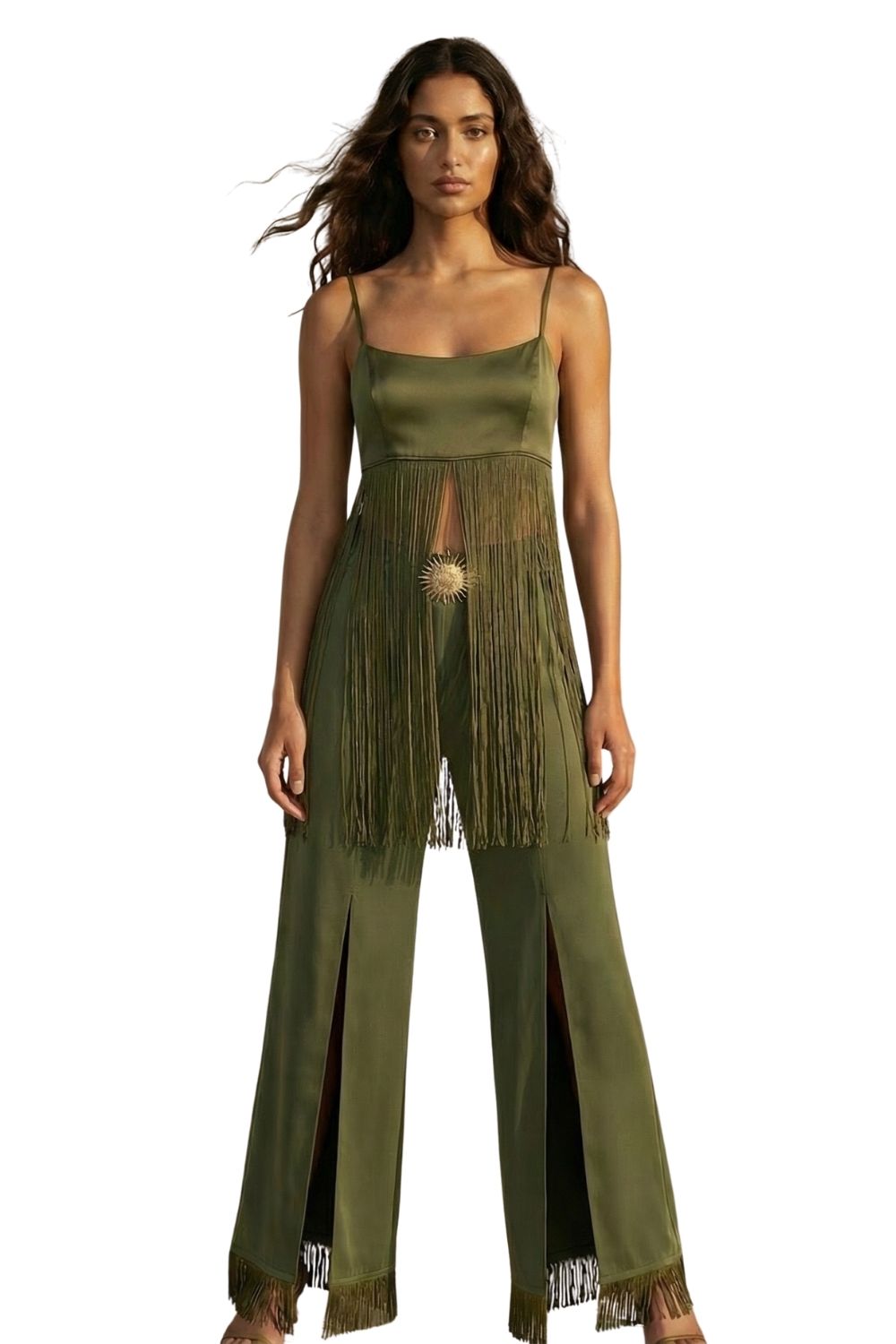 Helia Saten İpek Crop Bluz & Pantolon Takımı - 1