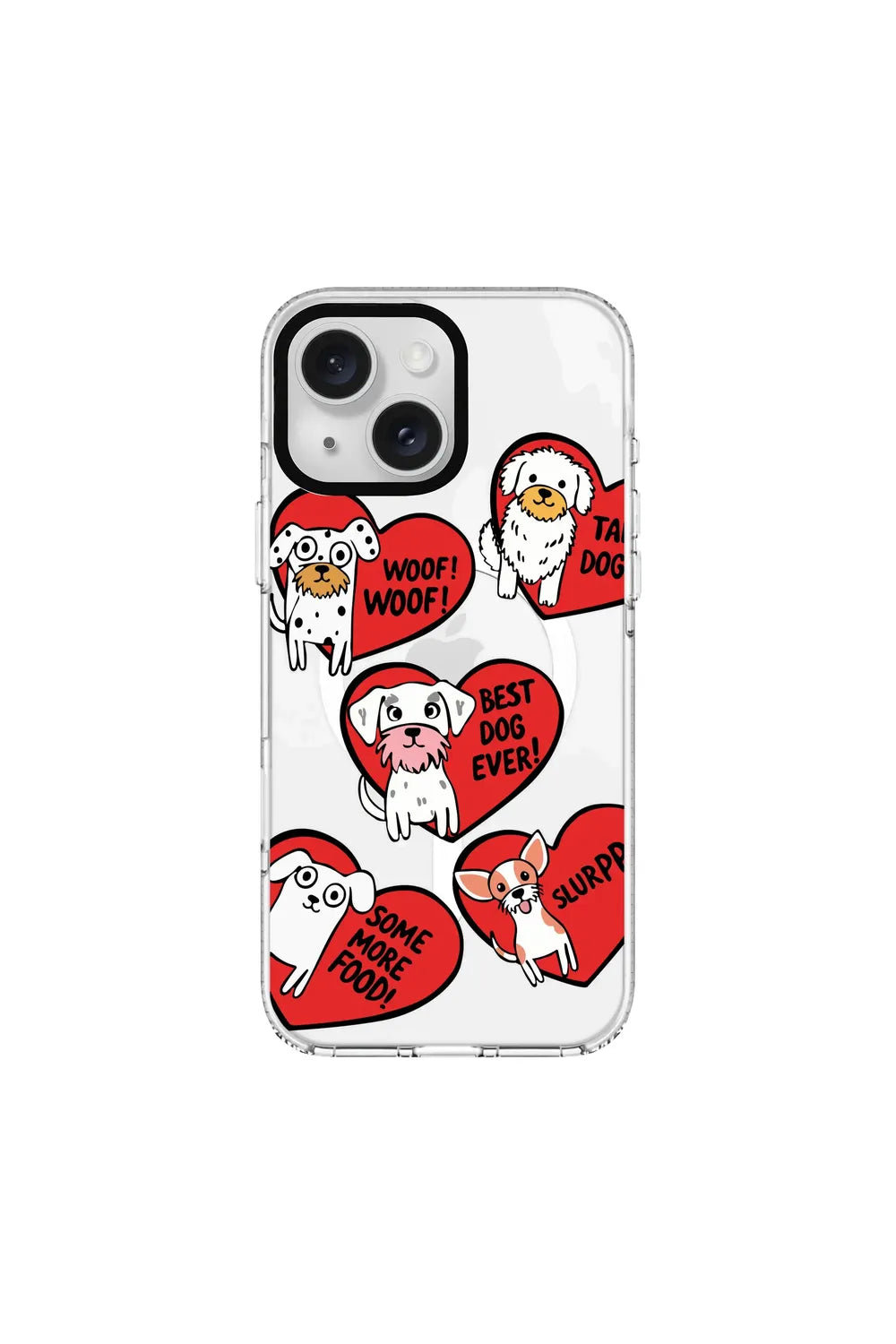 Dogs With Hearts-Clear Kılıf Magsafe Özellikli - Iphone 15 Plus - 0