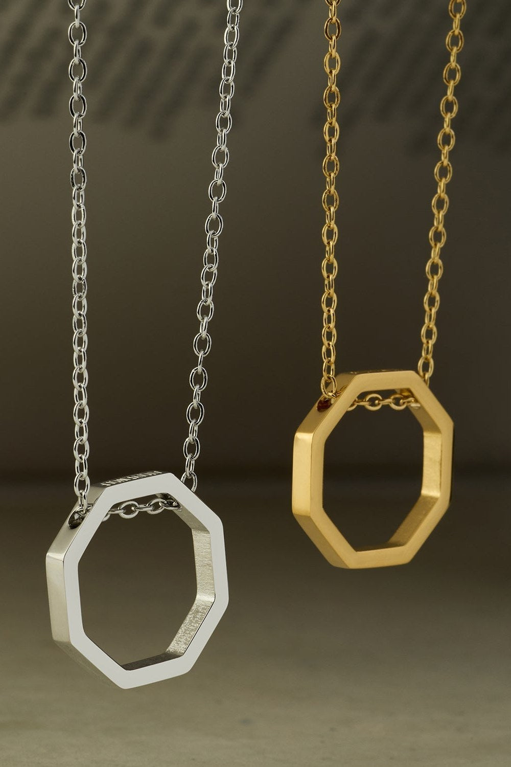 Sekizgen Detaylı Kolye, Gold - 2