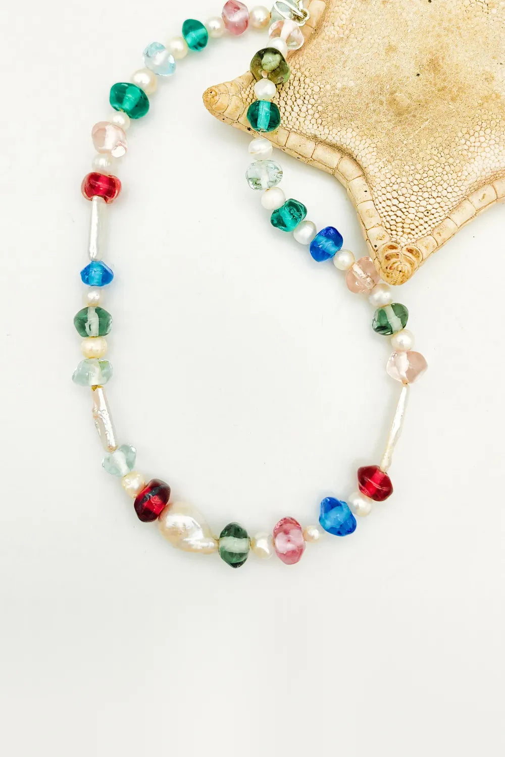 Murano Cam Ve İnci Choker Kolye - 4