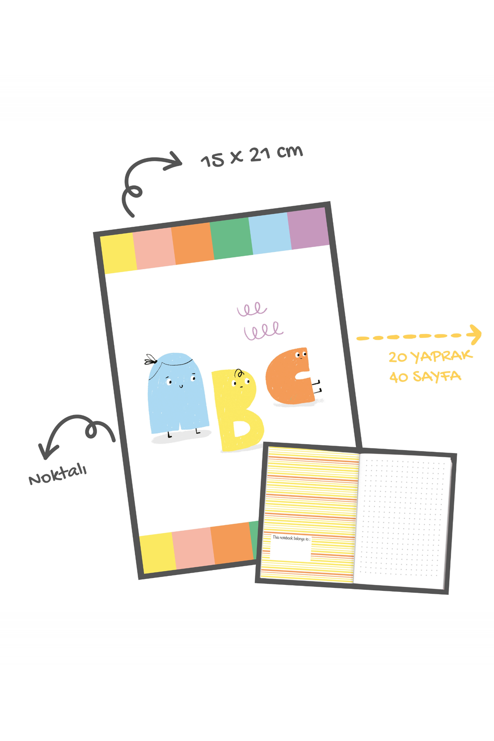 Alphabed Çok Renkli Defter Ve Notluk Seti - 4