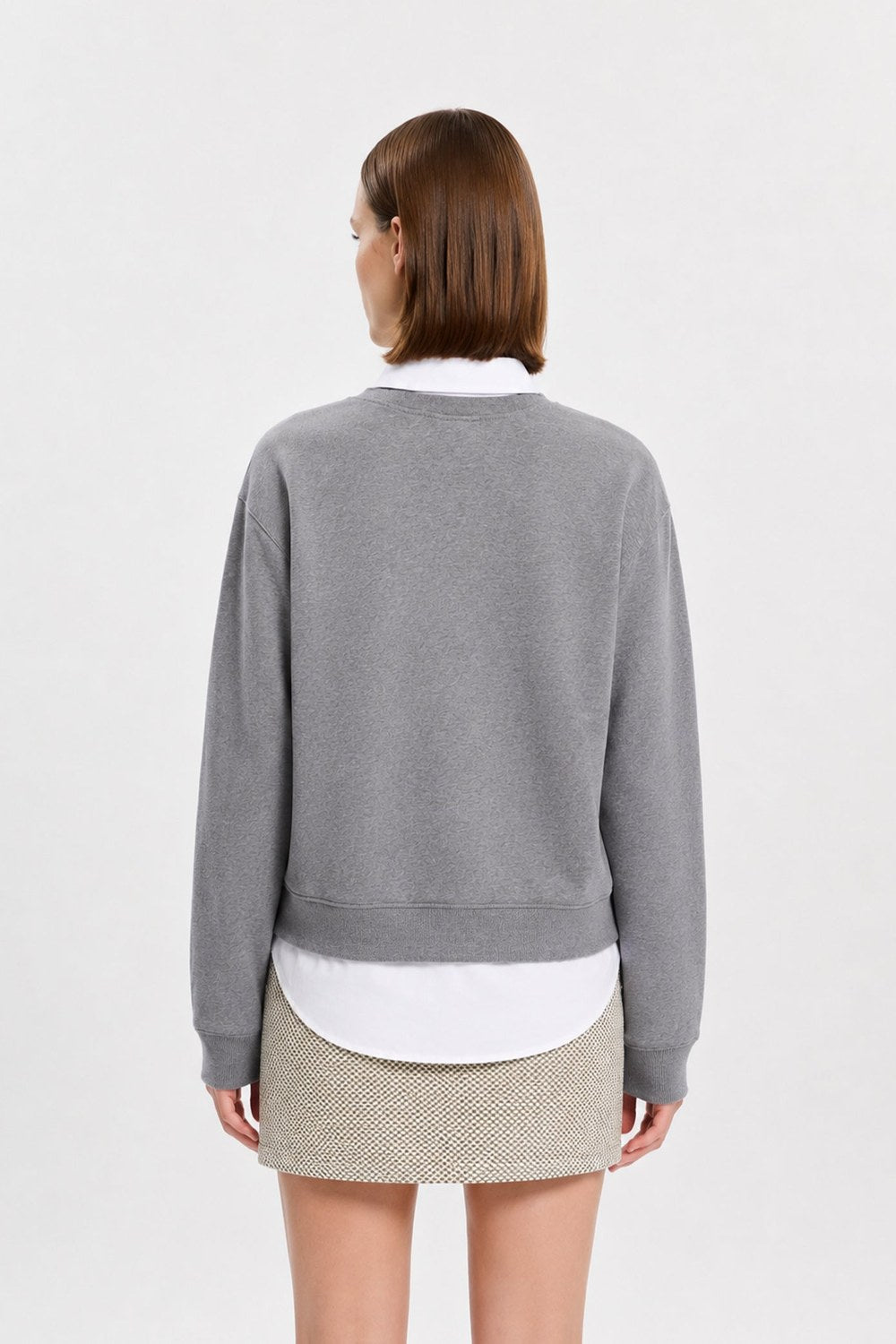 Gömlek Katmanlı Sweatshirt, Gri - 2