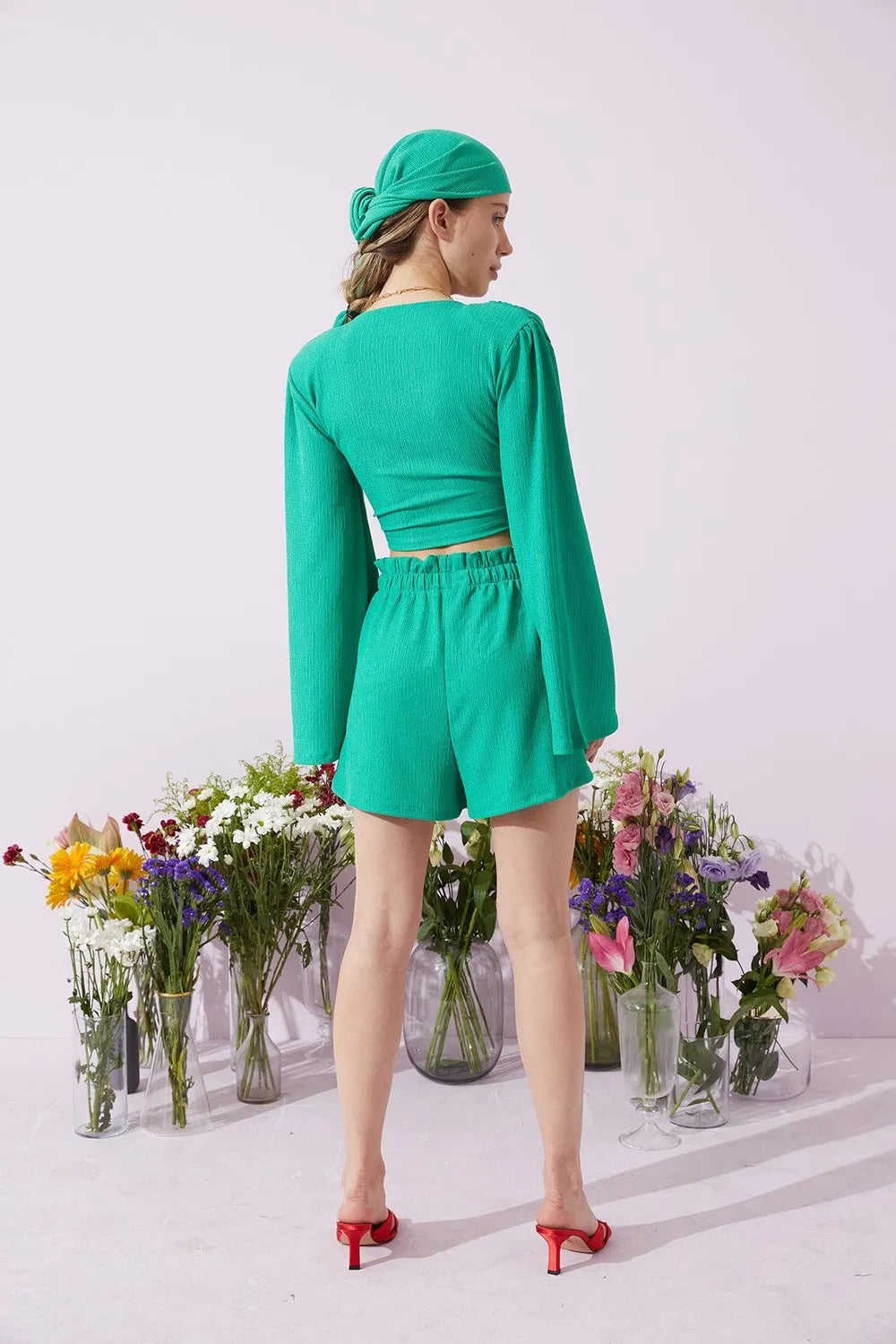 Kruvaze Crop Bolero - Yeşil - 1
