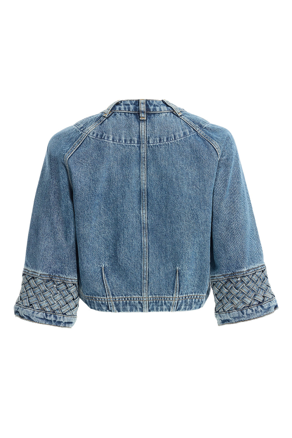2be4A-Kadın örme Detaylı Bisiklet Yaka Kısa Denim Ceket-2-roqelvaxirum.shop
