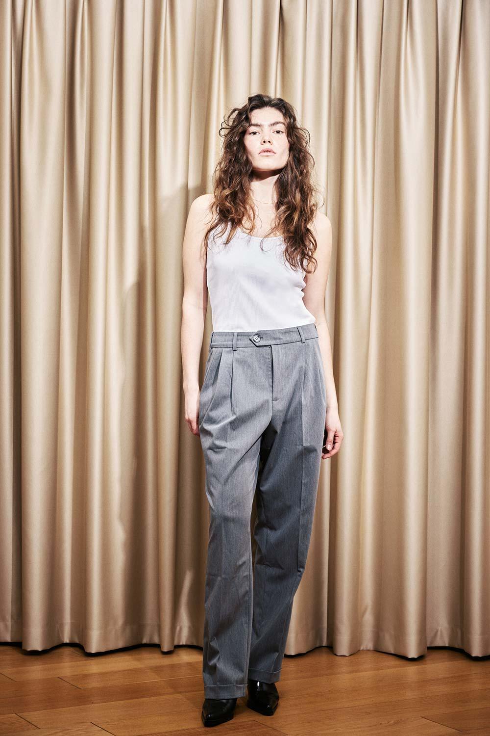 Agic-Gri Boru Paça Düşük Bel Pantolon-Pantolon-3-roqelvaxirum.shop