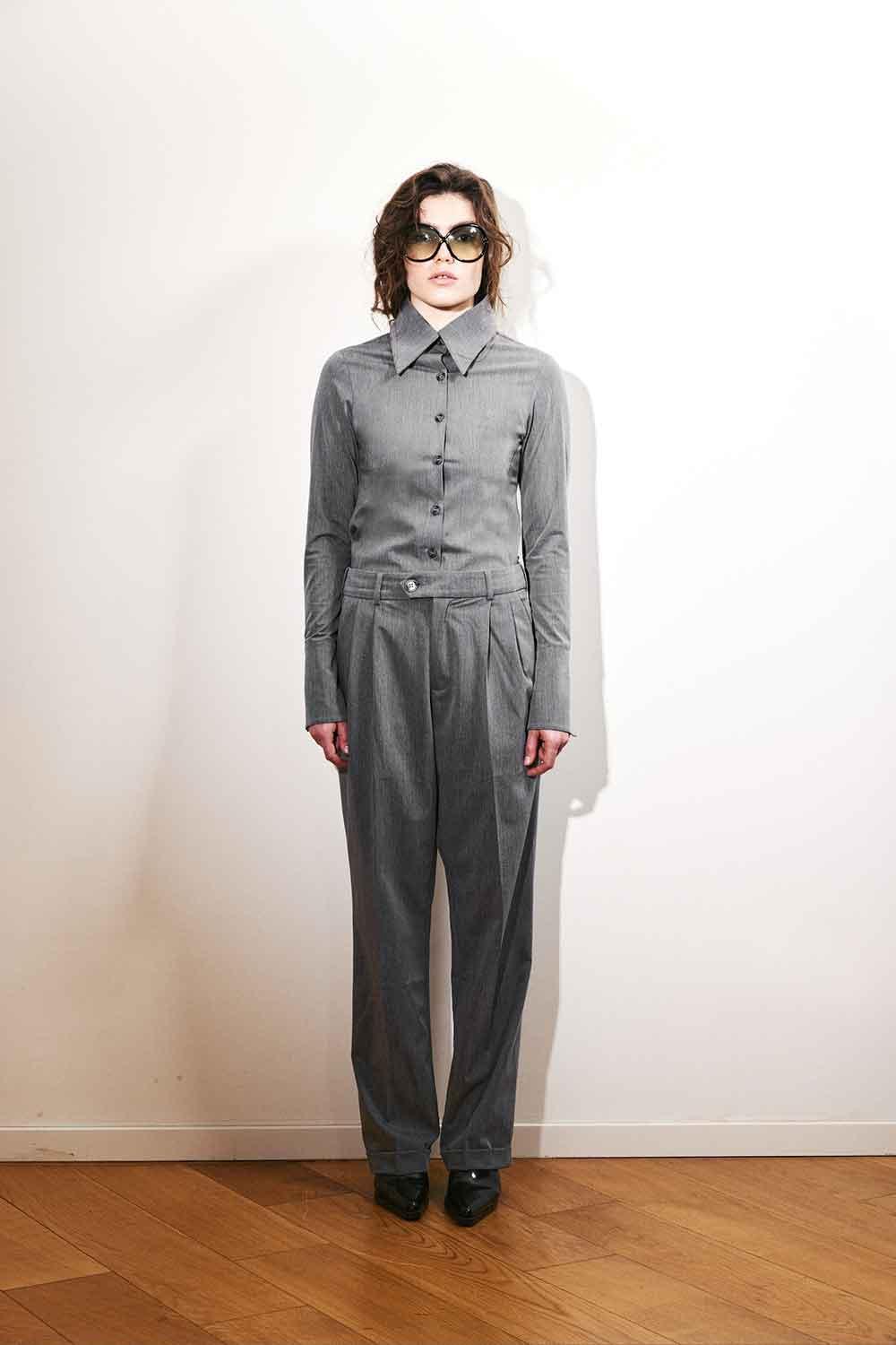 Agic-Gri Boru Paça Düşük Bel Pantolon-Pantolon-4-roqelvaxirum.shop