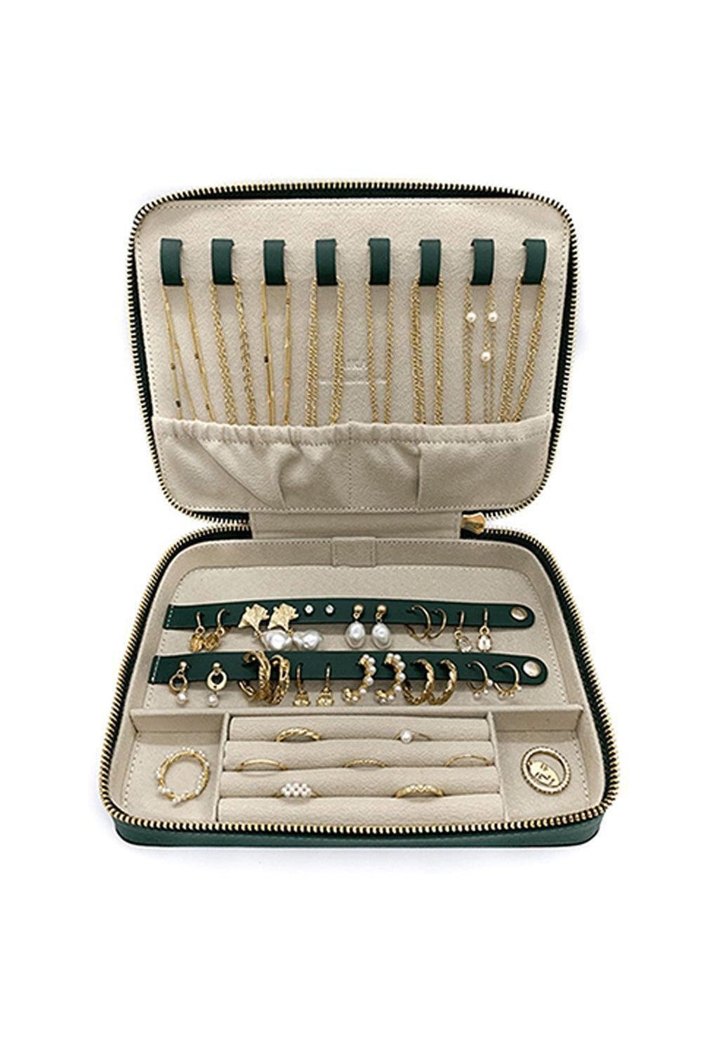 Aika Concept-Large Jewelry Bag Koyu Yeşil-Takı Çantası-2-roqelvaxirum.shop