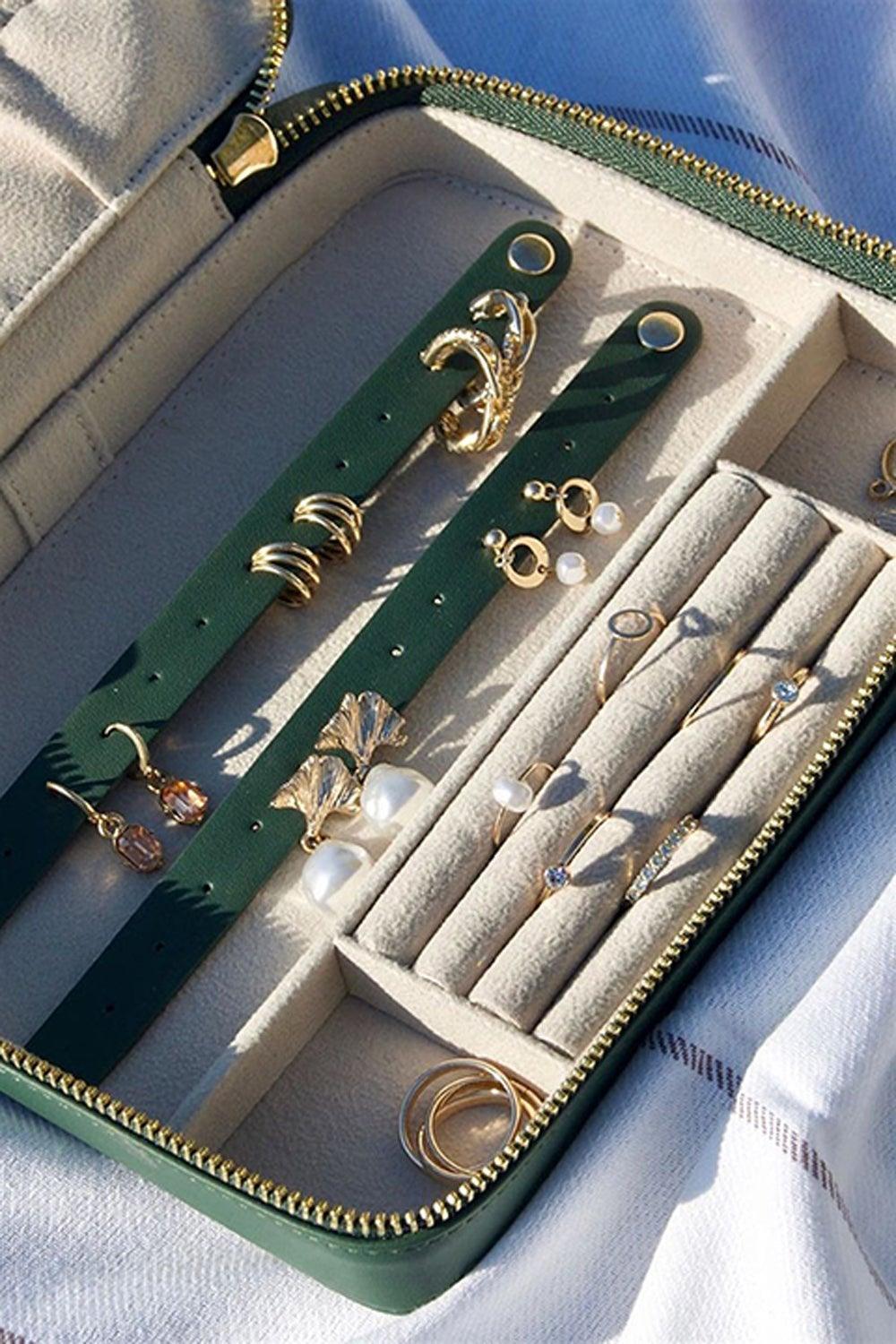 Aika Concept-Large Jewelry Bag Koyu Yeşil-Takı Çantası-4-roqelvaxirum.shop