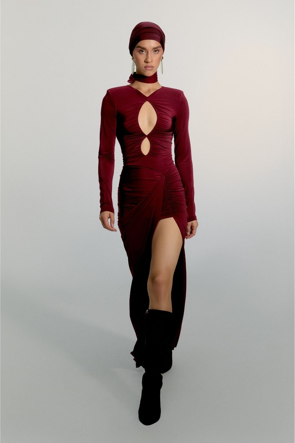 Alreves-Noche Burgundy Maxi Dress-Elbise-1-roqelvaxirum.shop