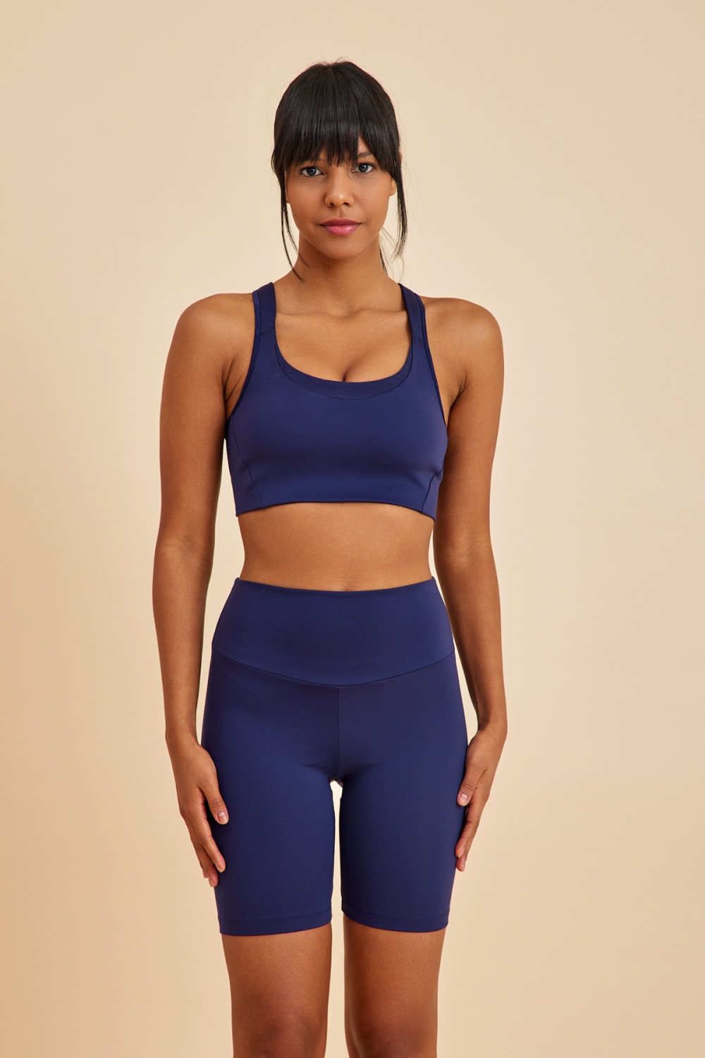 Amarelle-Sportive Lacivert Light Touch Kısa Toparlayıcı Spor Taytı-Activewear-1-roqelvaxirum.shop