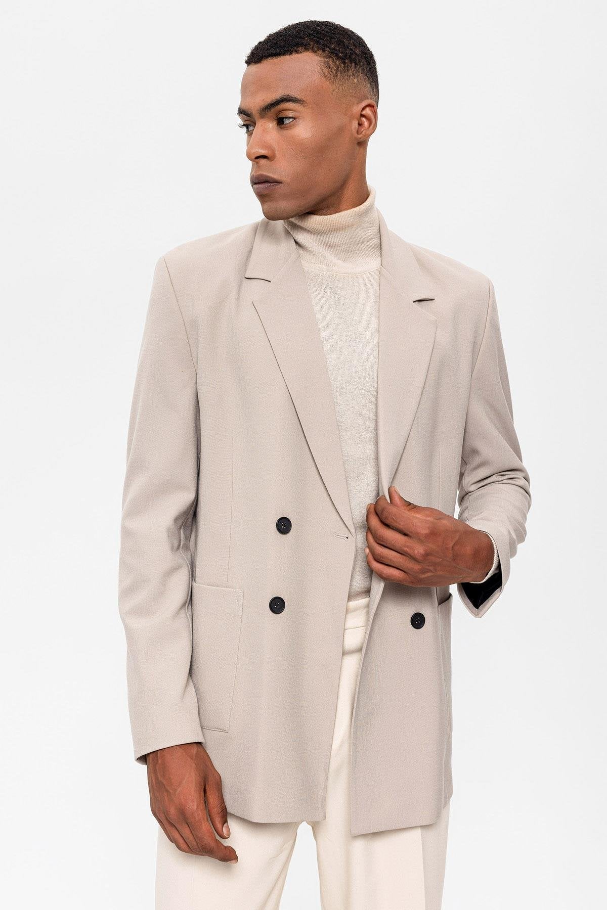 Antioch-Açık Bej Torba Cepli Kruvaze Erkek Blazer Ceket-Blazer Ceket-2-roqelvaxirum.shop