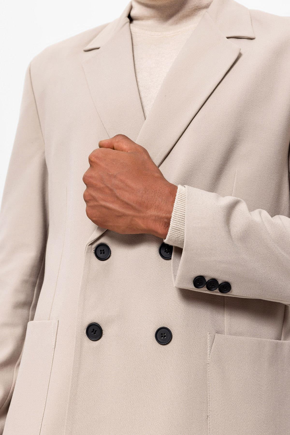 Antioch-Açık Bej Torba Cepli Kruvaze Erkek Blazer Ceket-Blazer Ceket-4-roqelvaxirum.shop