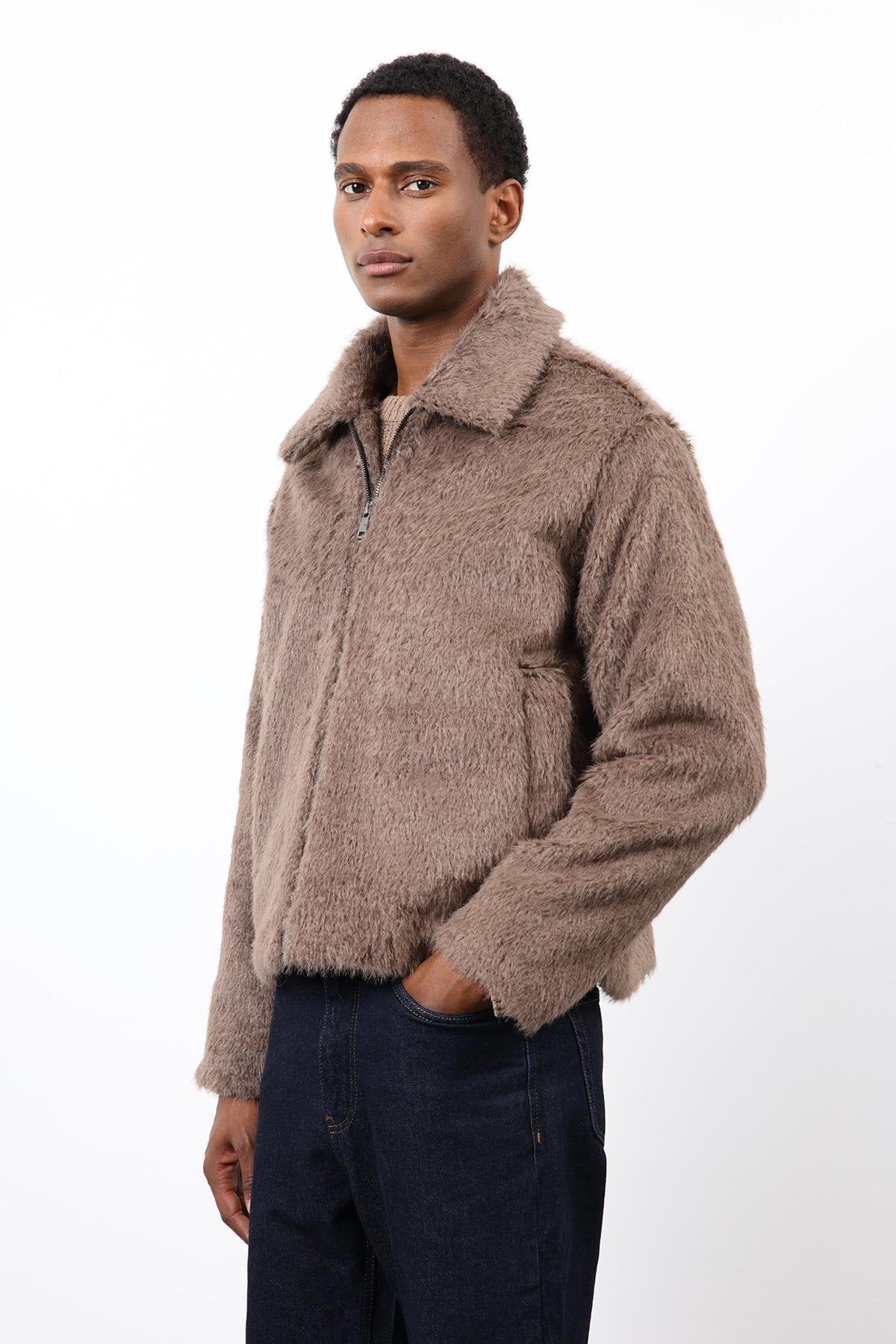 Antioch-Açık Kahve Yumuşak Dokulu Erkek Mont-Mont-6-roqelvaxirum.shop