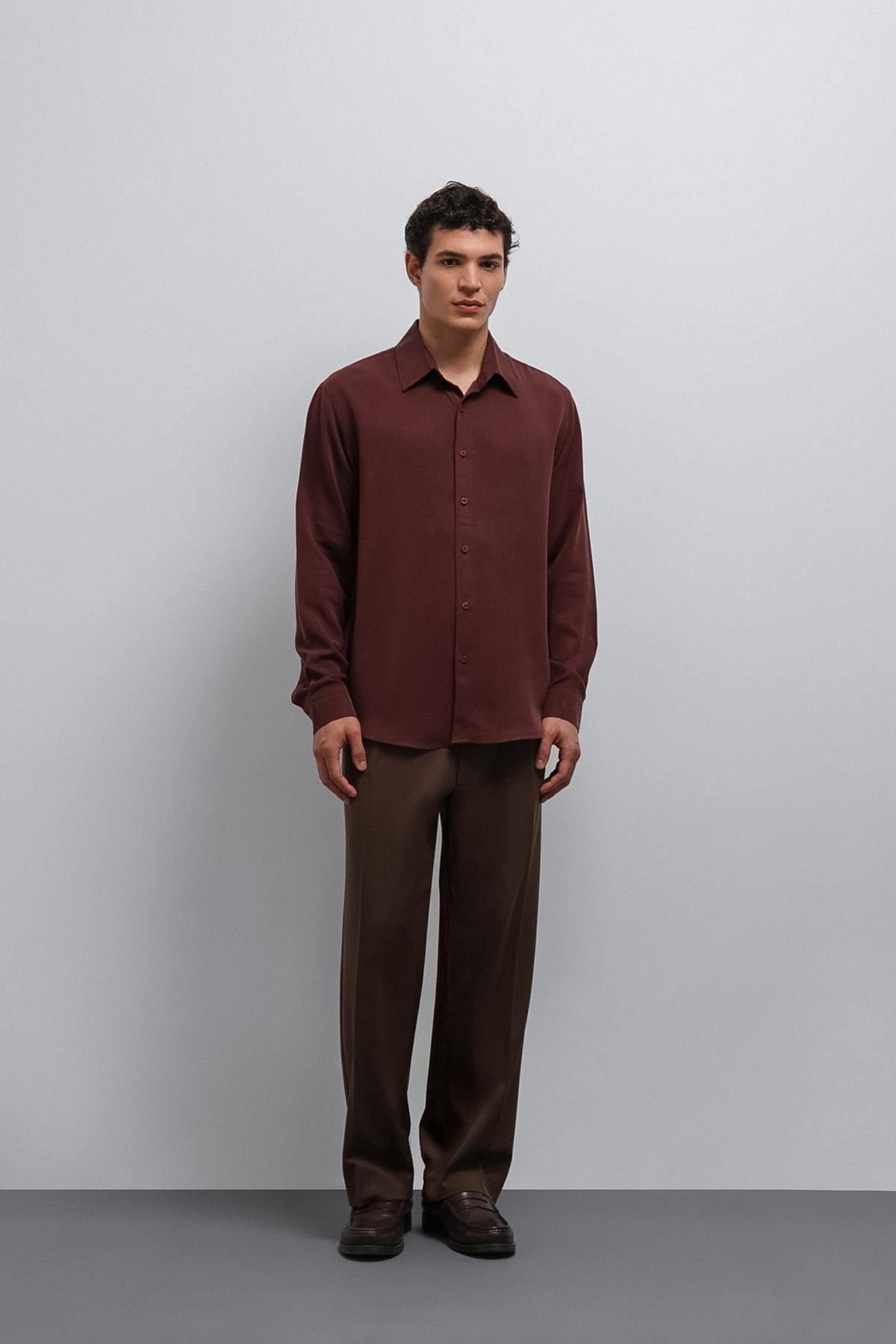 Antioch-Antioch Bordo Teknik Regular Fit Erkek Gömlek-Gömlek-4-roqelvaxirum.shop