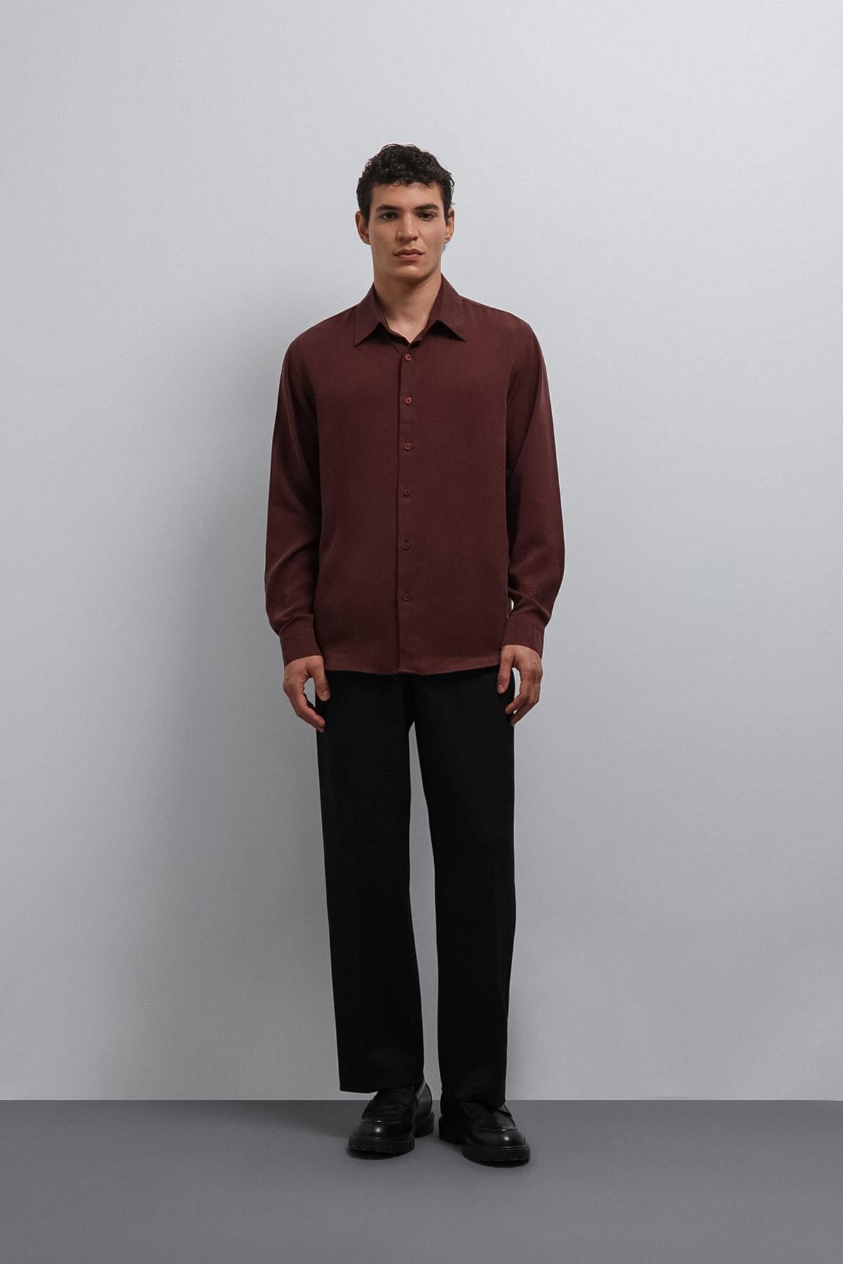Antioch-Antioch Bordo Teknik Regular Fit Erkek Gömlek-Gömlek-5-roqelvaxirum.shop