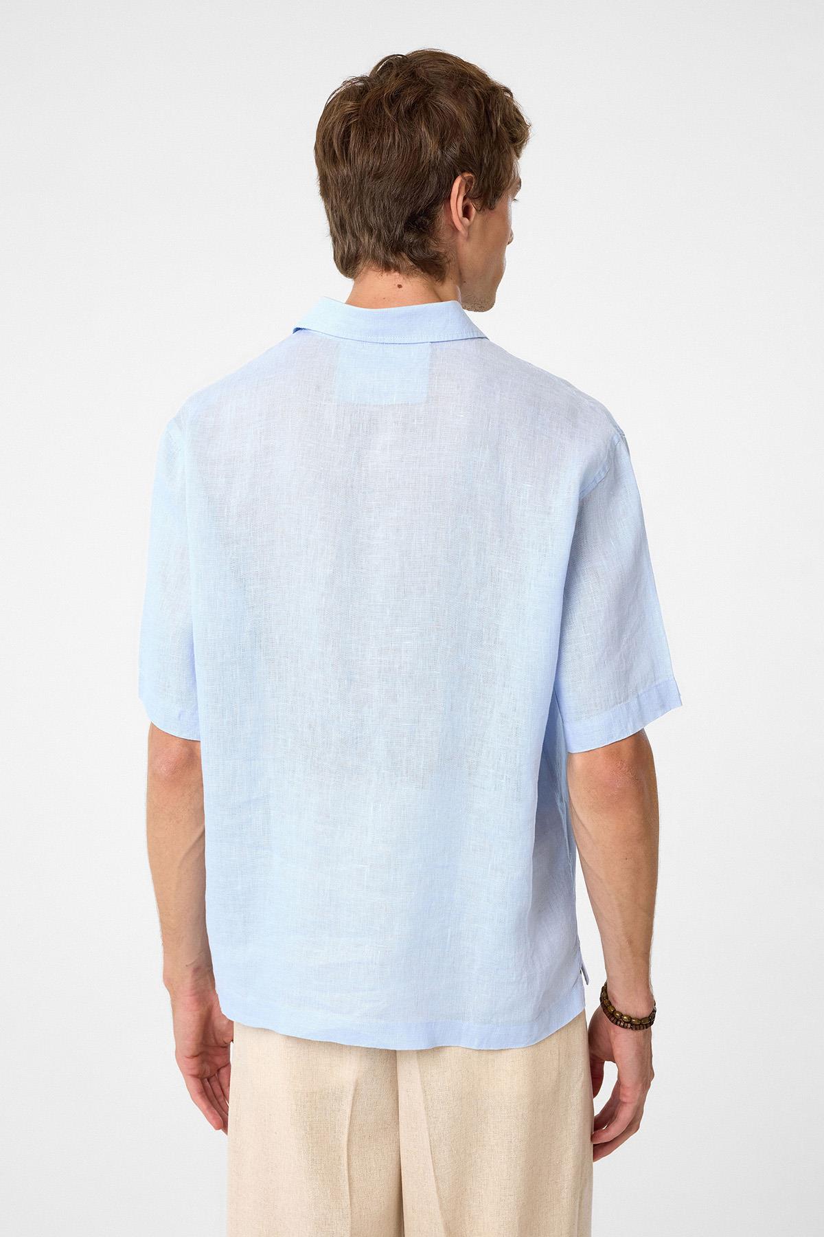 Antioch-Bebe Mavi 100% Keten Relaxed Erkek Gömlek-Gömlek-6-roqelvaxirum.shop