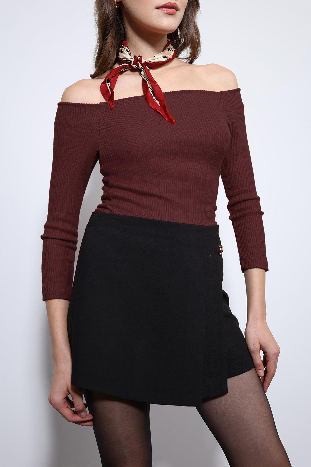 Antioch-Bordo Açık Omuz Detaylı Top-Top-5-roqelvaxirum.shop