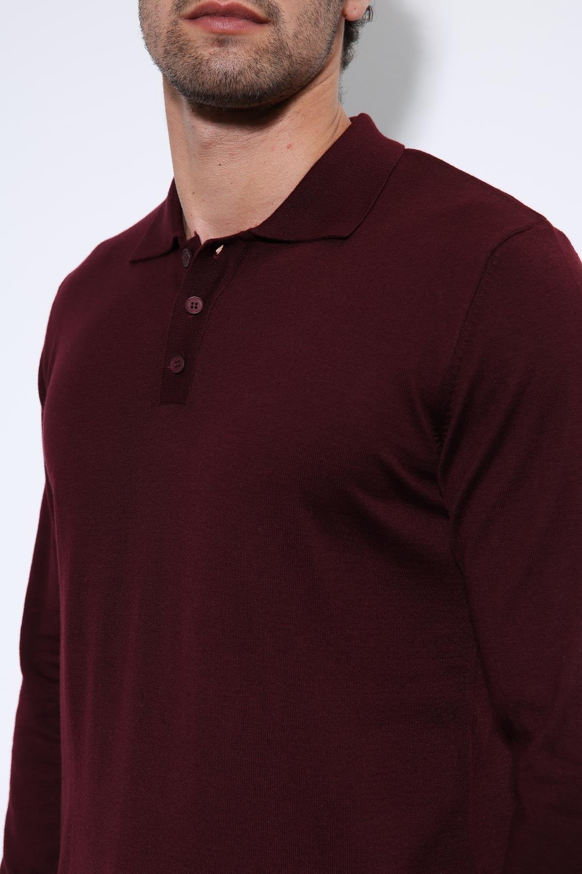 Antioch-Bordo Yumuşak Dokulu Basic Erkek Kazak-Kazak-9-roqelvaxirum.shop