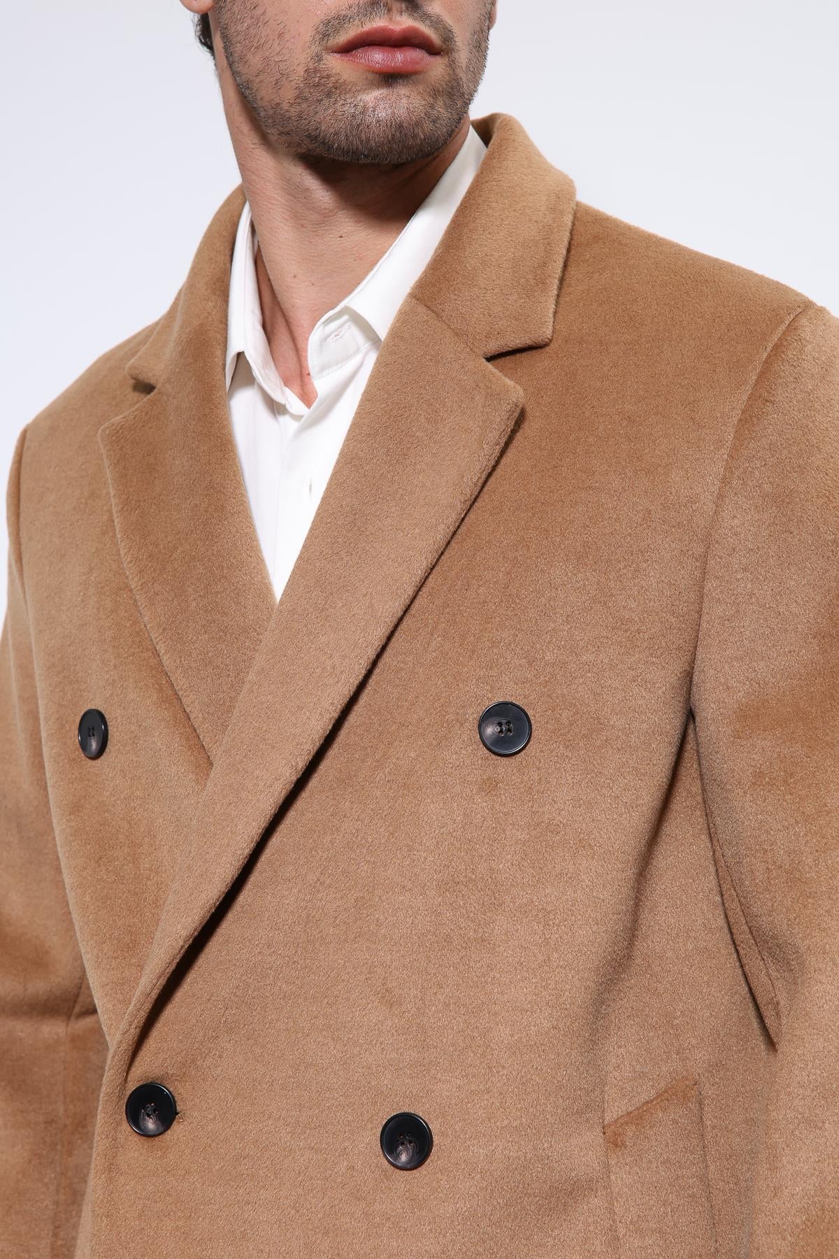 Antioch-Camel Yün Karışımlı Kruvaze Erkek Kaban-Kaban-6-roqelvaxirum.shop