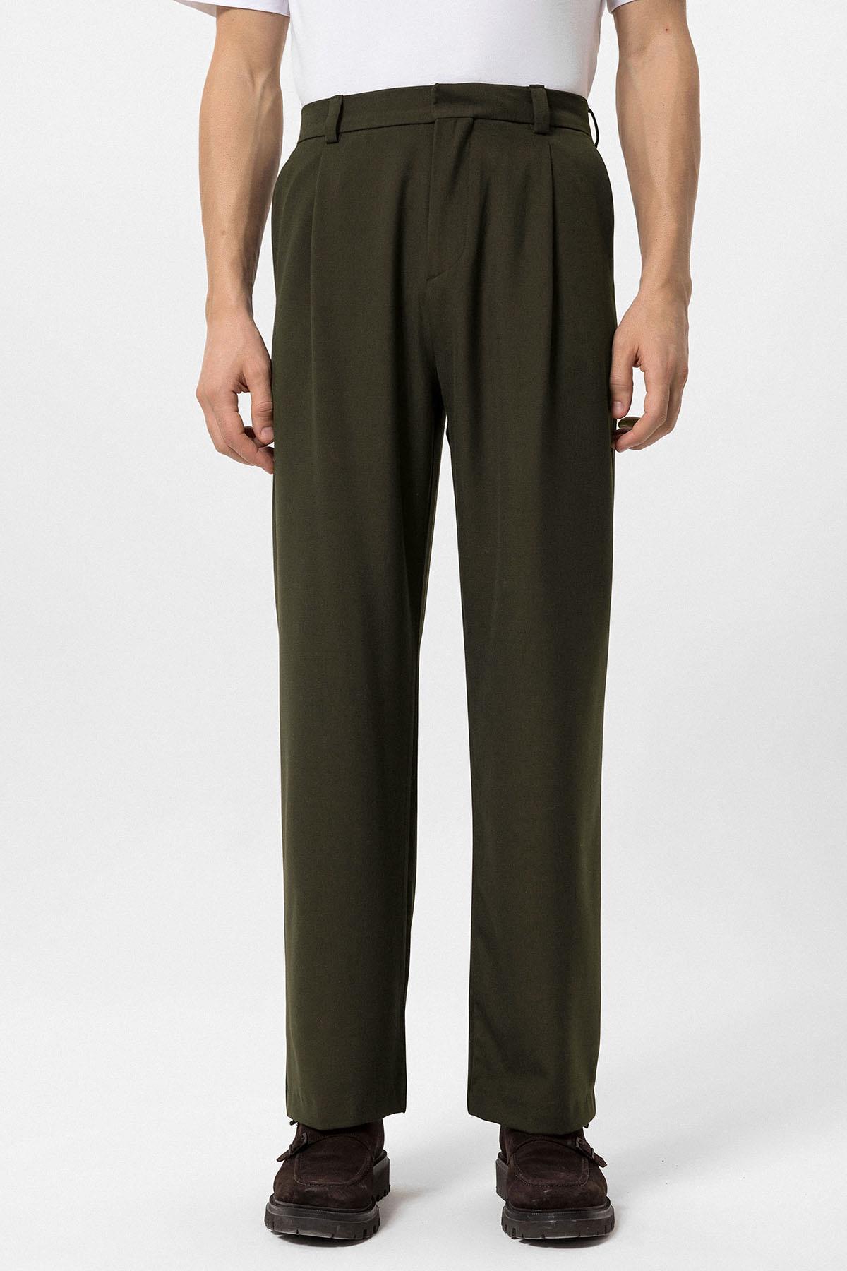 Antioch-Haki Yüksek Bel Baggy Erkek Pantolon-Kumaş Pantolon-1-roqelvaxirum.shop