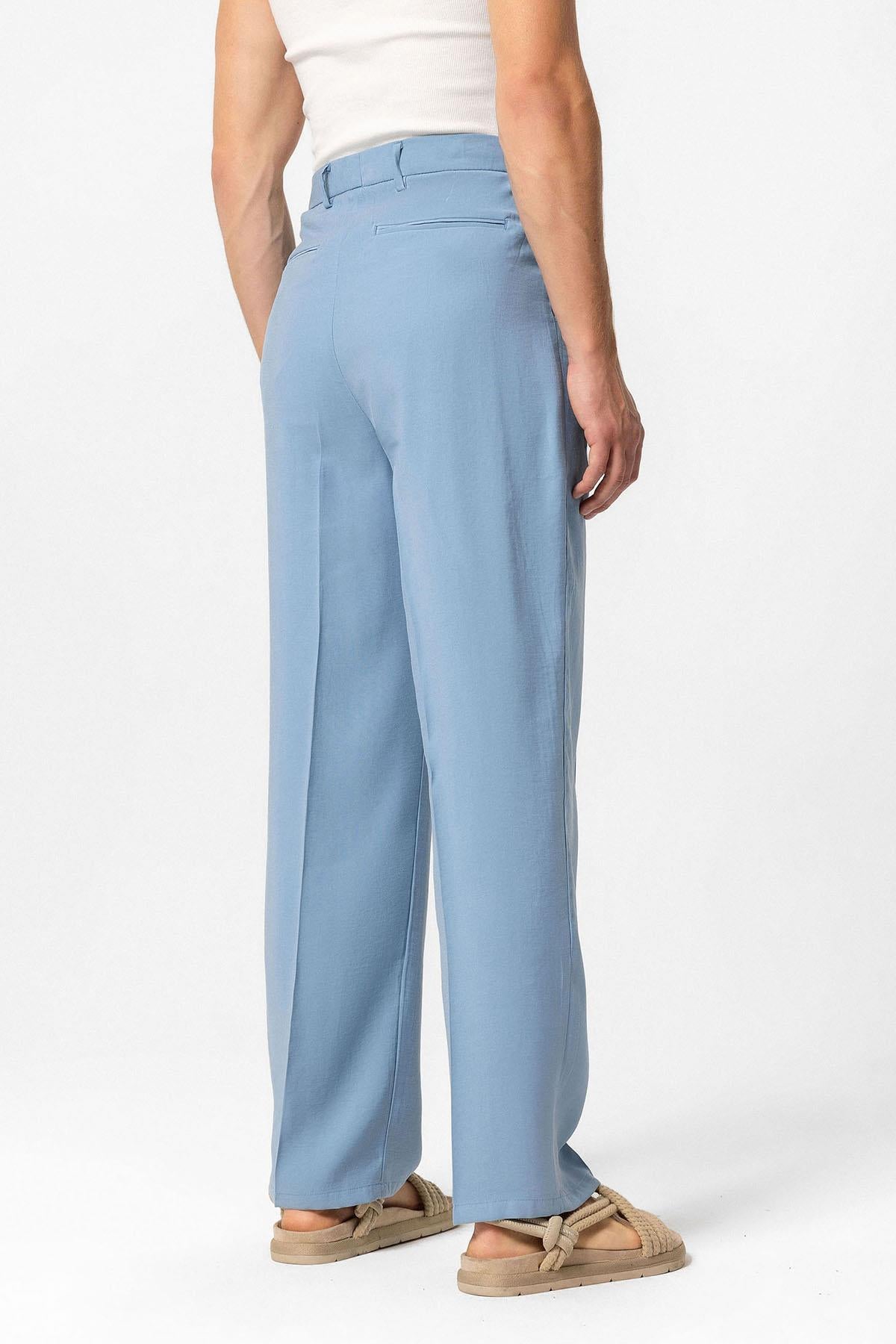 Antioch-Mavi Yüksek Bel Pileli Baggy Erkek Pantolon-Pantolon-5-roqelvaxirum.shop