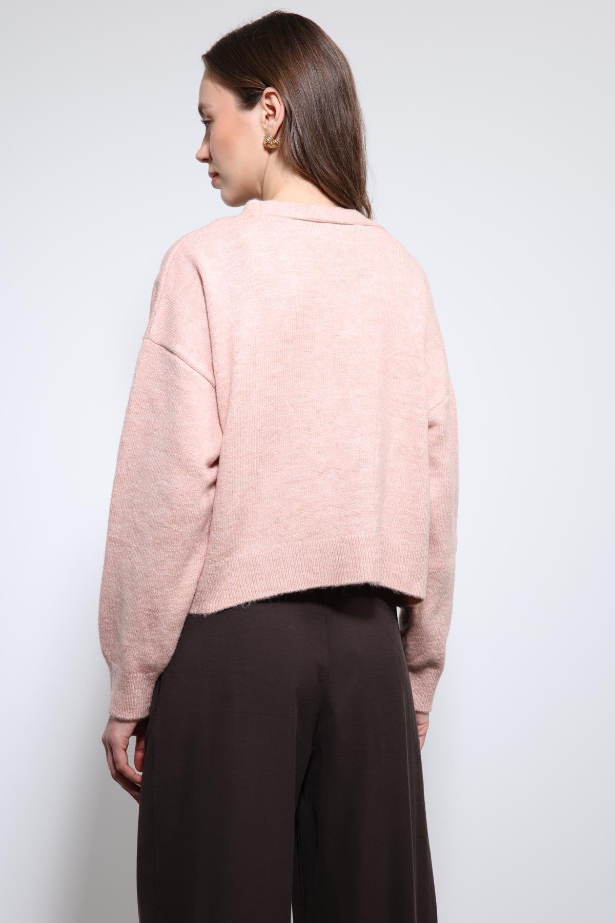 Antioch-Pudra Yün Karışımlı Hırka-Hırka-5-roqelvaxirum.shop