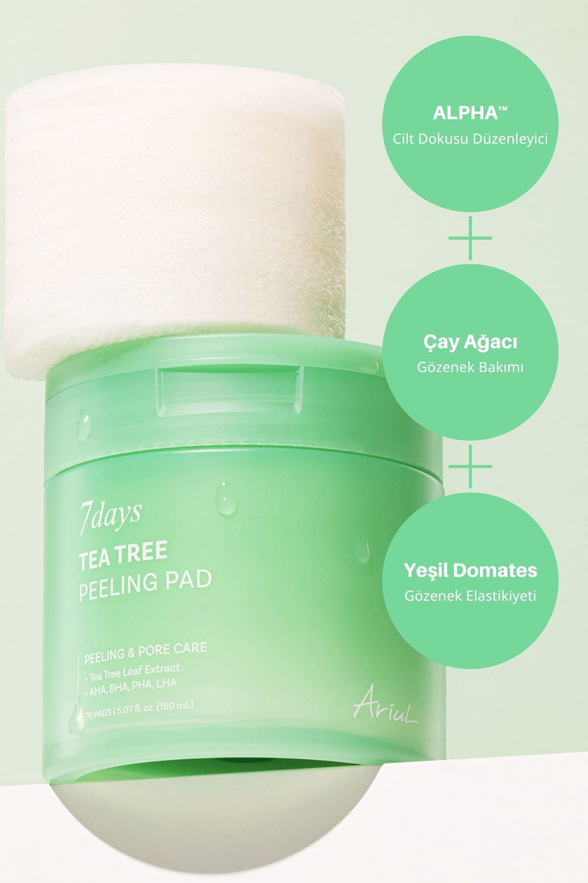 Ariul 7Days Tea Tree Peeling Pad 70 Adet - Çay Ağacı Gözenek Arındırıcı Peeling Ped