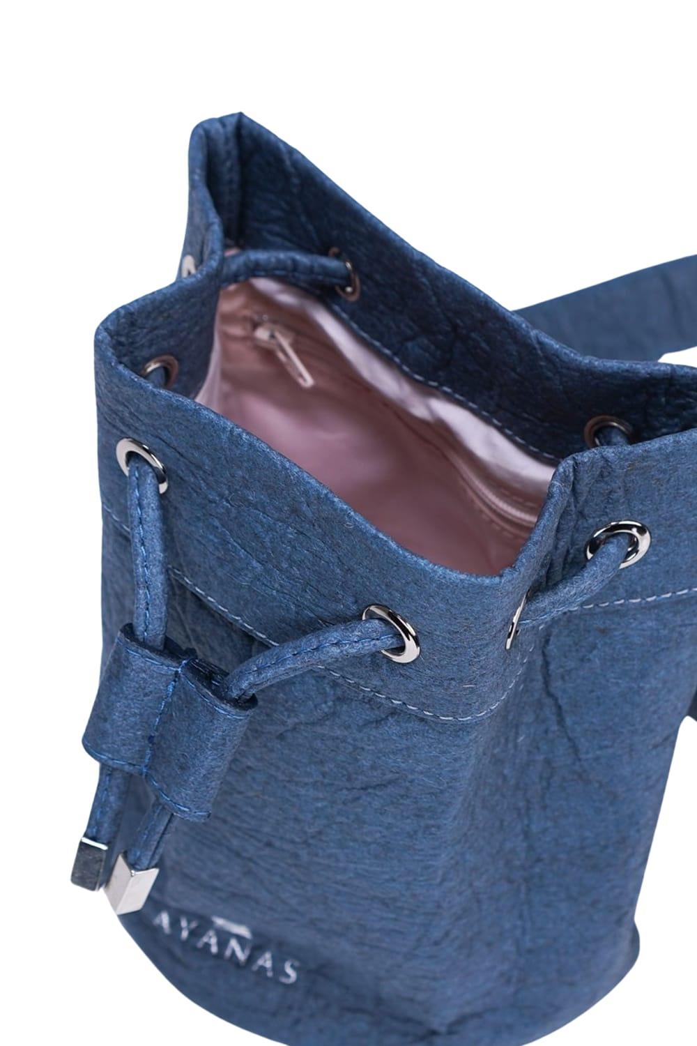Ayanas-Ela Bucket Bel Çantası – PIÑATEX® Washed Indigo-Bel Çantası-4-roqelvaxirum.shop