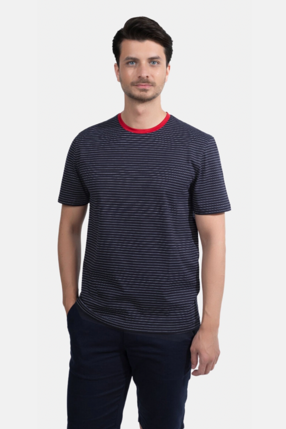 Blinky London-Çizgili Bisiklet Yaka T-shirt-T-Shirts-1-roqelvaxirum.shop