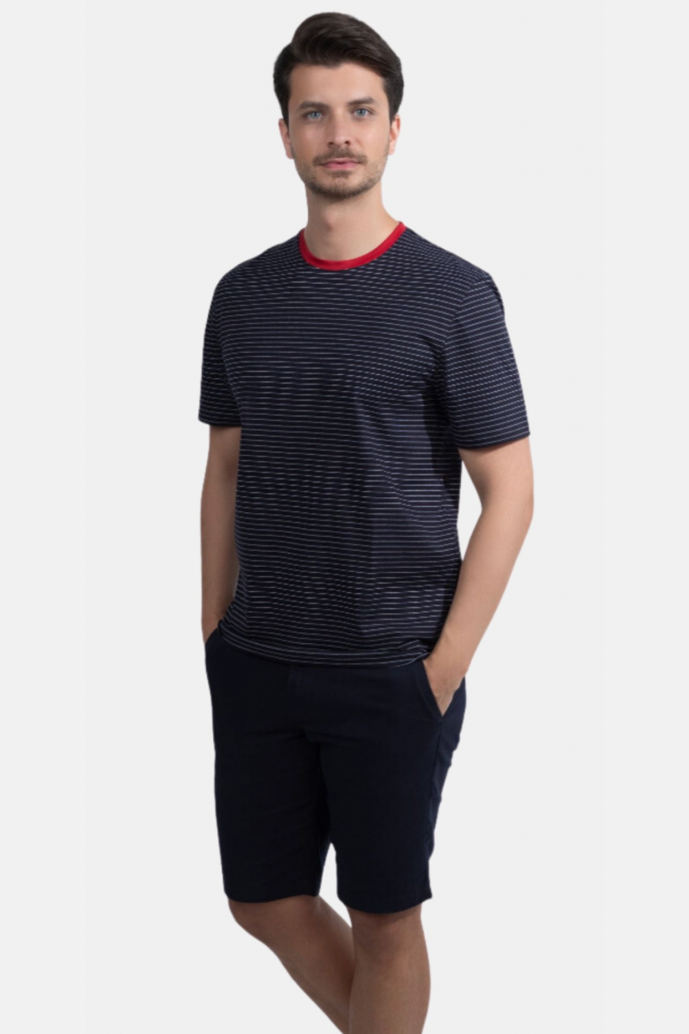 Blinky London-Çizgili Bisiklet Yaka T-shirt-T-Shirts-2-roqelvaxirum.shop