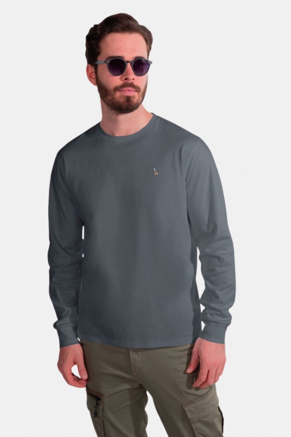 Blinky London-Merserize Uzun Kollu Interlok Koyu Gri T-shirt-T-Shirts-1-roqelvaxirum.shop