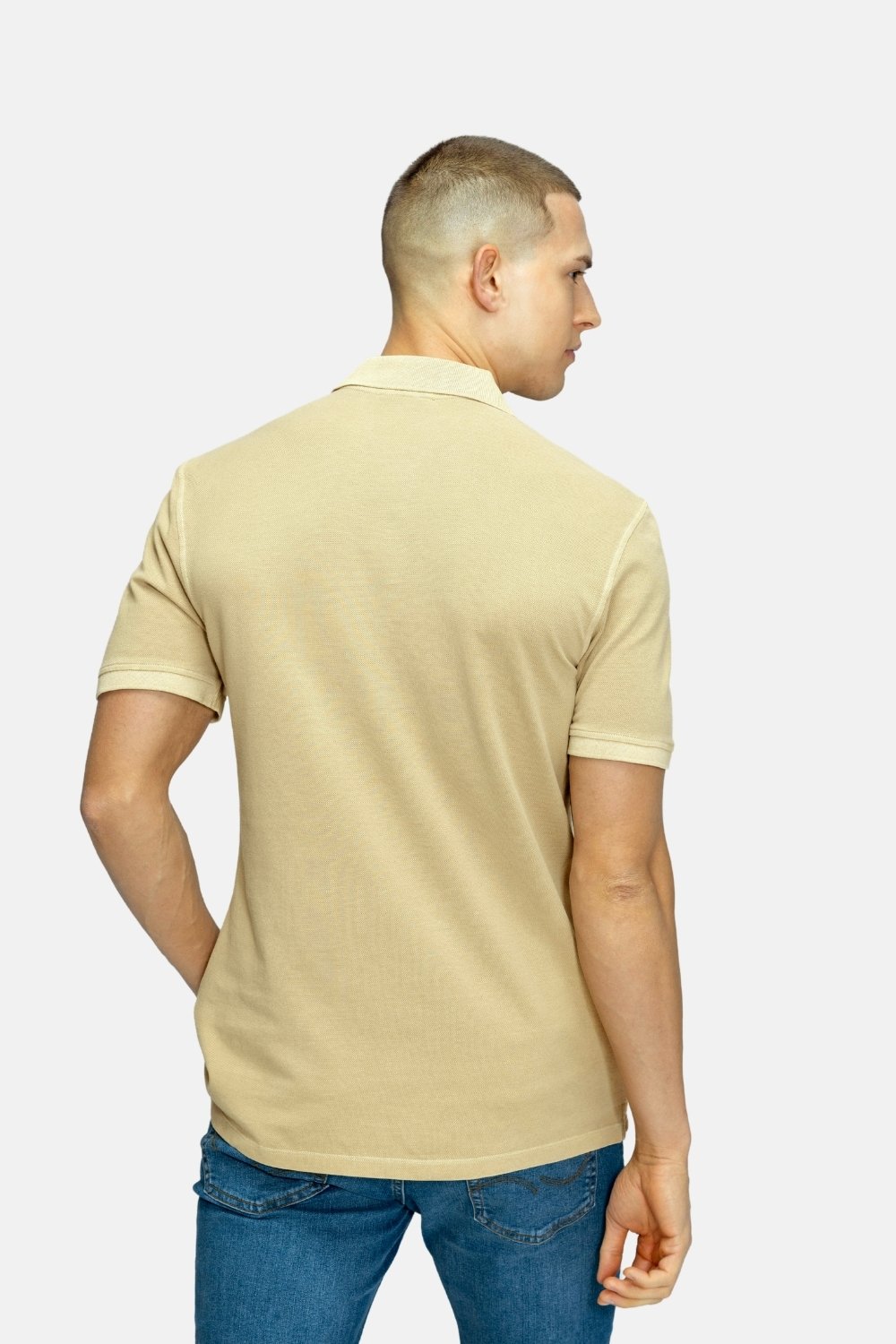 Blinky London-Parça Boya Polo Yaka Bej T-shirt-T-Shirts-3-roqelvaxirum.shop