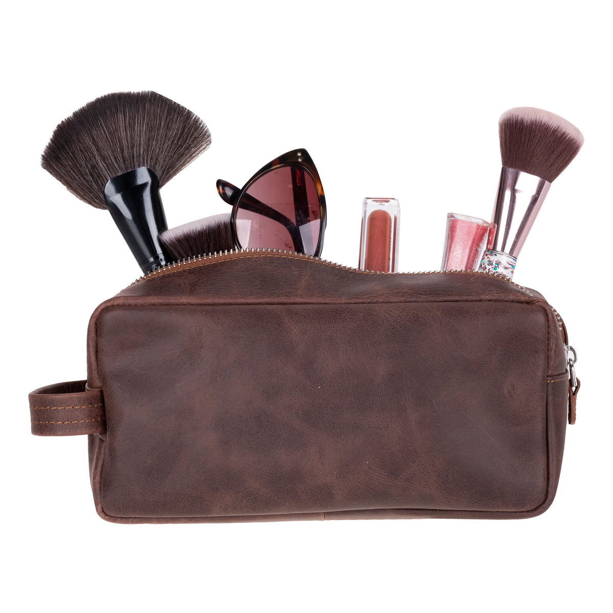 Bloominbag-Bloom Biel Mahogany Kahverengi Hakiki Deri Seyahat Ve Makyaj çantası-5-roqelvaxirum.shop