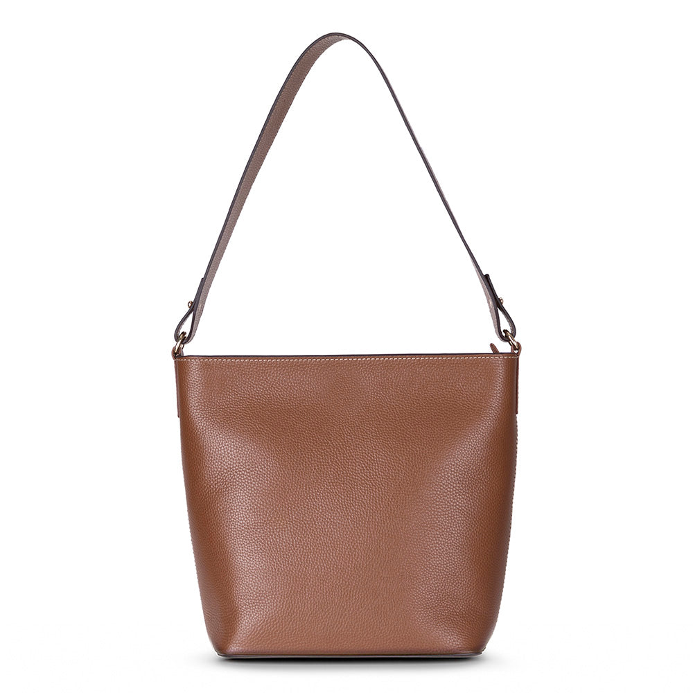 Milano Zip Tote – Warm Camel Hakiki Deri Askılı Kadın Omuz Çantası