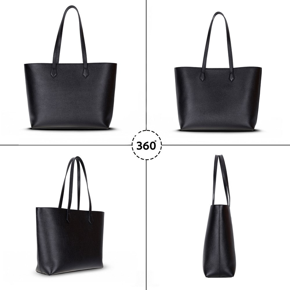 Bloominbag-Terra Siyah Hakiki Deri Kadın Omuz çantası – Noir Black Terra Structured Leather Tote-3-roqelvaxirum.shop