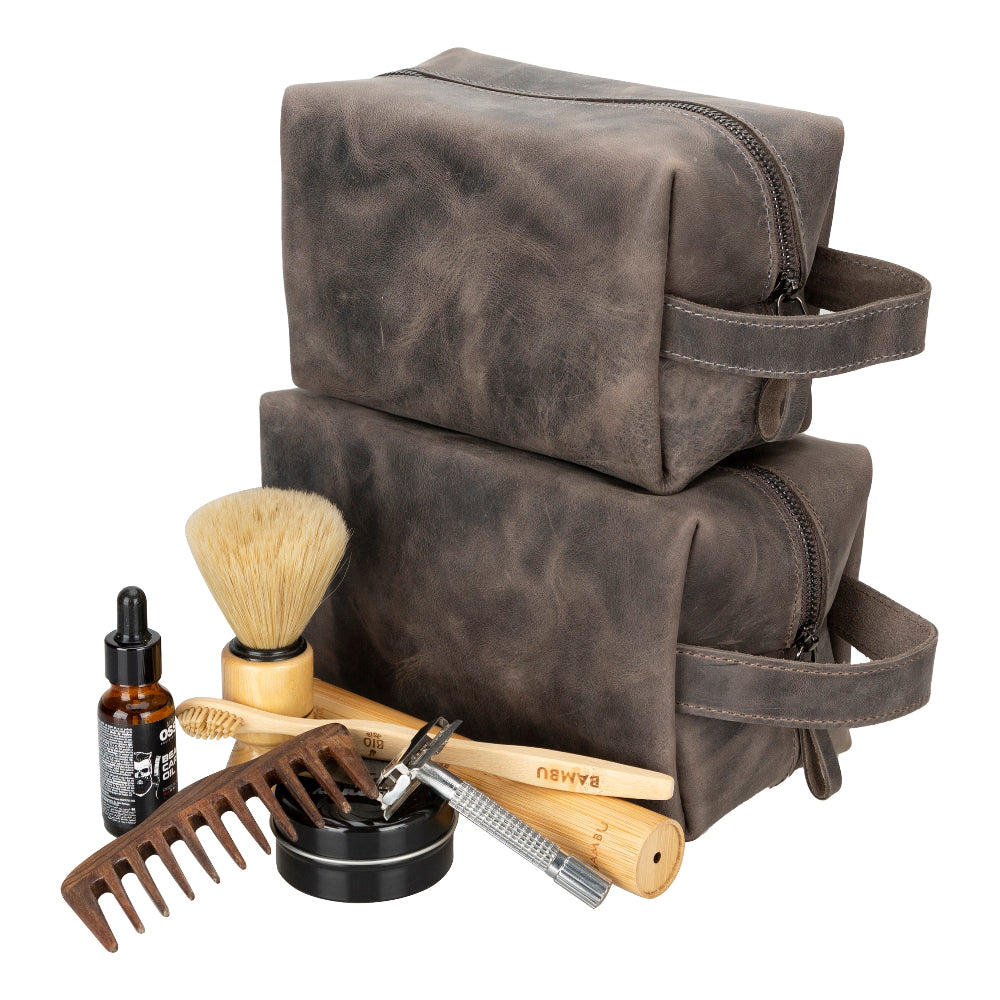 Voyage Cocoa Brown Hakiki Deri Dopp Kit – X Large