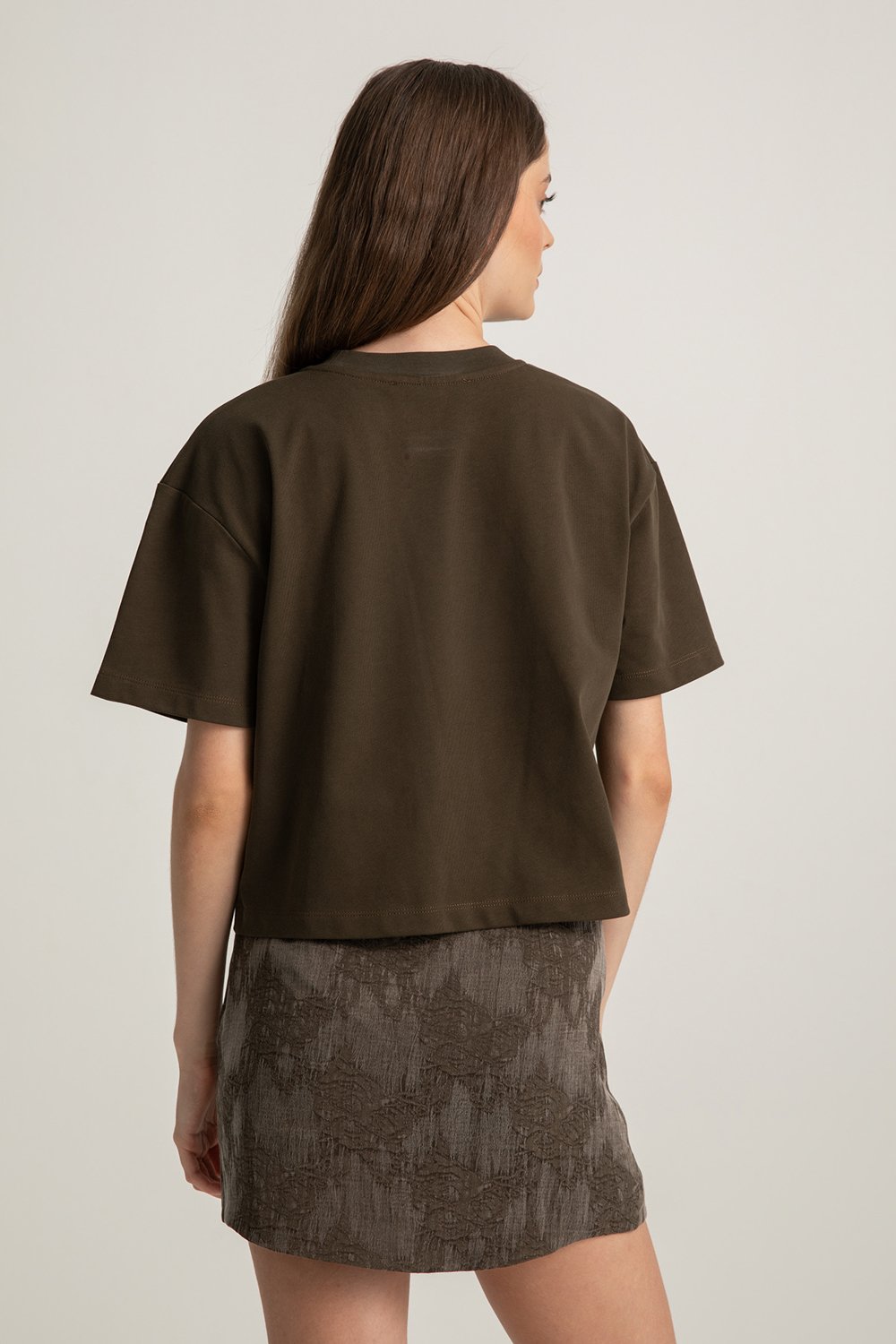 Boneqa Barcelona-Desenli Haki Mini Etek-Etek-7-roqelvaxirum.shop