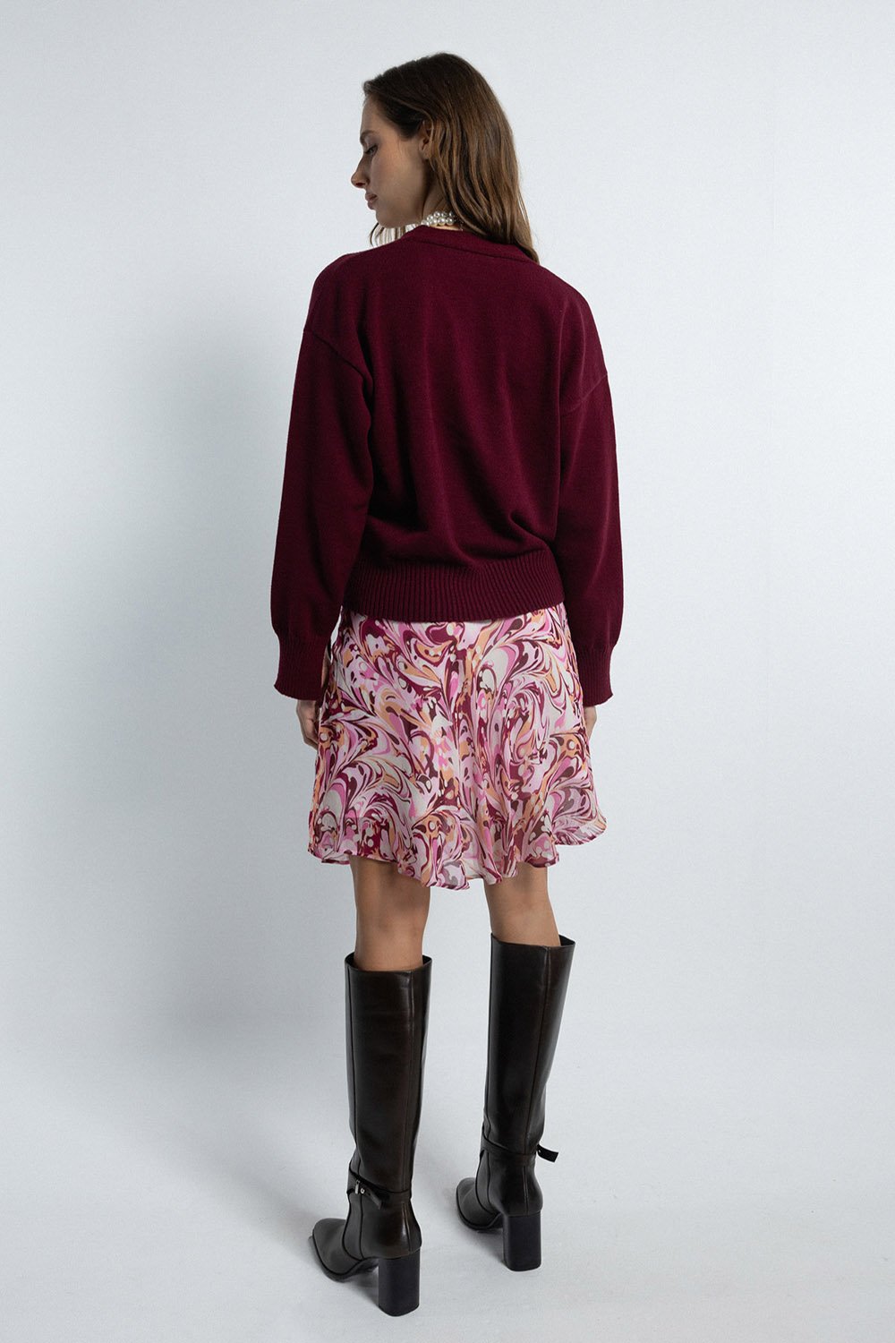 Boneqa Barcelona-Ebru Desenli Mini Etek-Etek-6-roqelvaxirum.shop