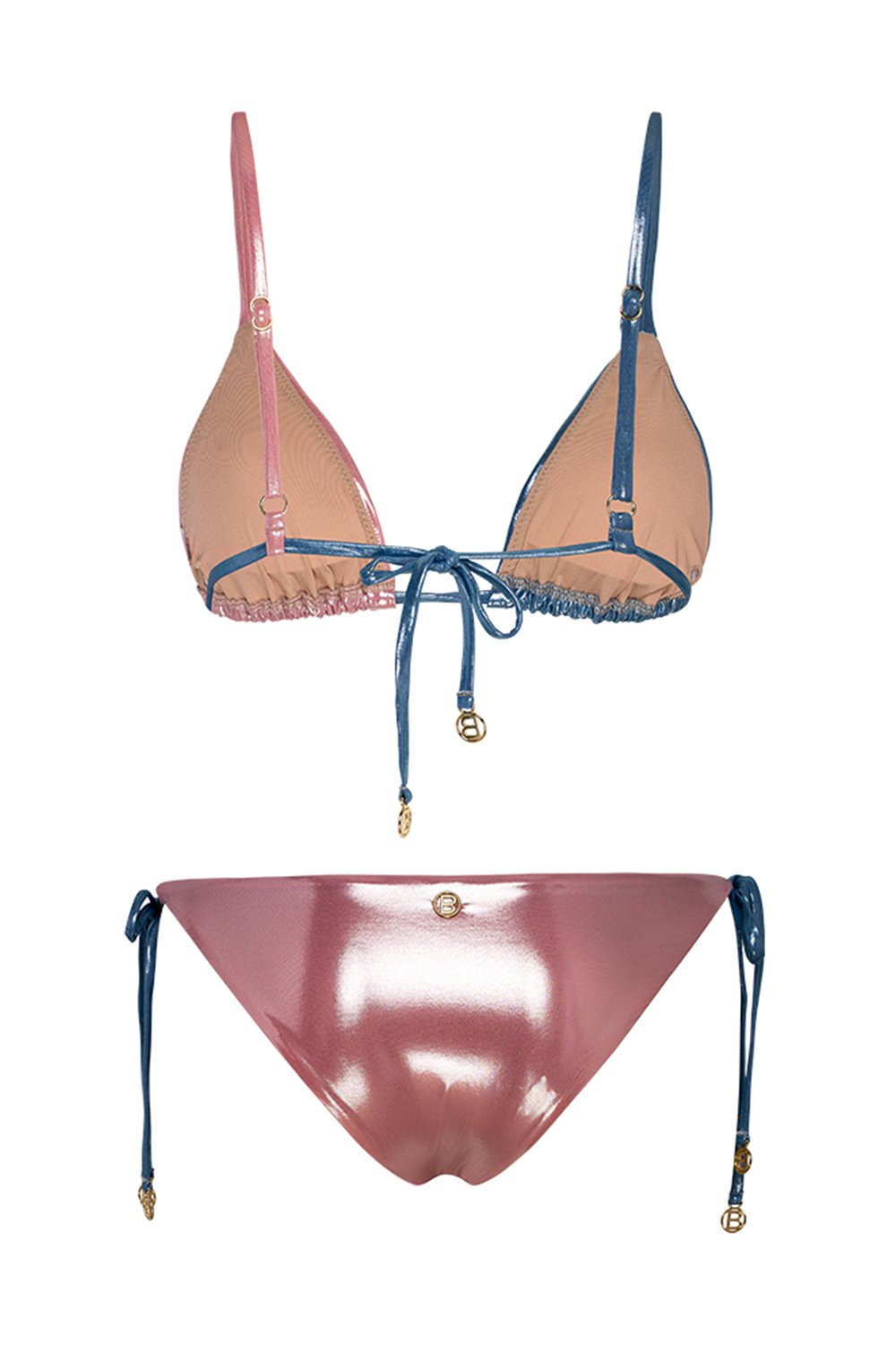Bonesta-Amargosa Shiny Sapphire Blue And Misty Rose Çift Renk Üçgen Bikini Takımı-Bikini & Mayo-5-roqelvaxirum.shop