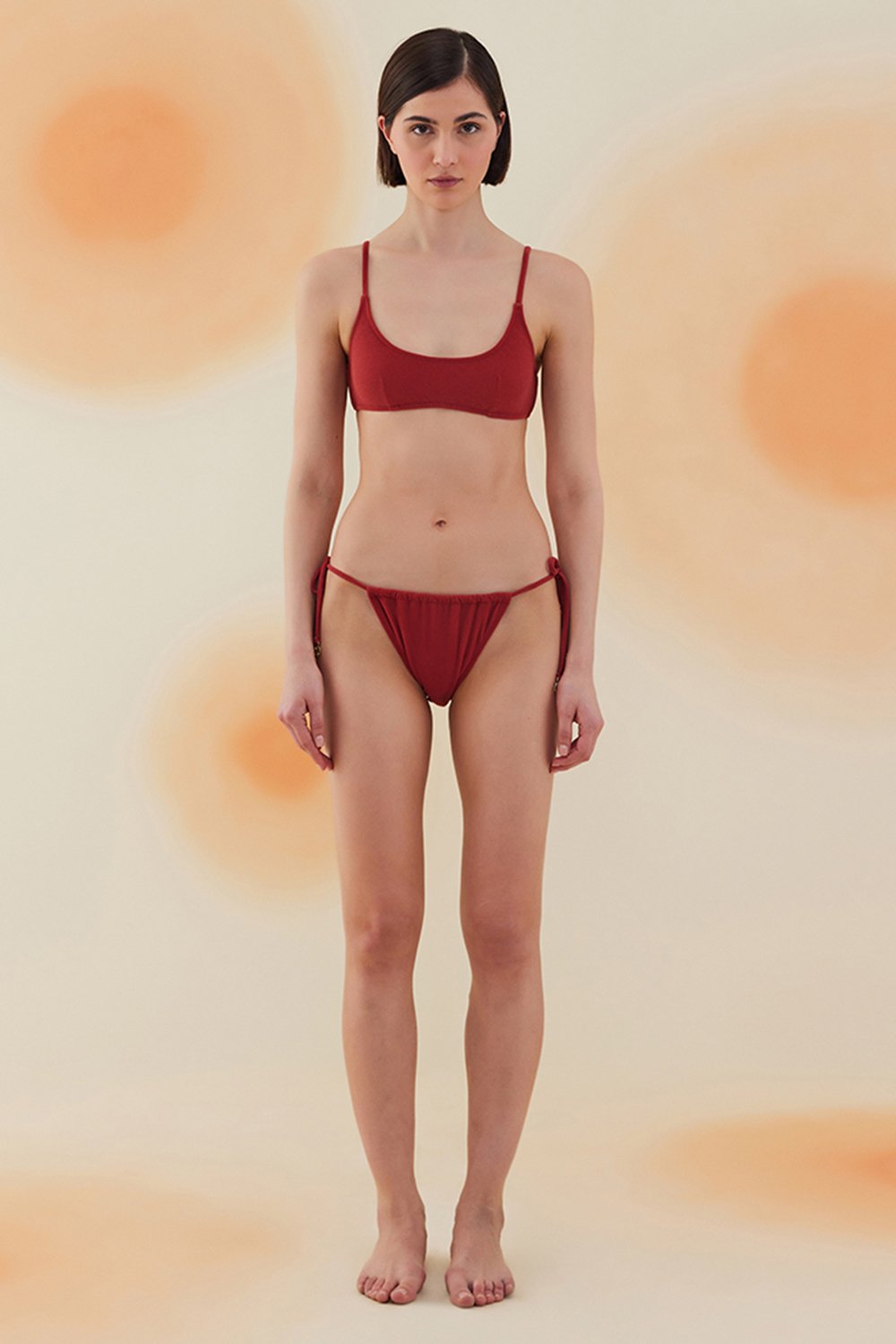 Bonesta-Blaze Burgundy Terry Kare Yaka Askılı Bikini Takımı-Bikini & Mayo-1-roqelvaxirum.shop