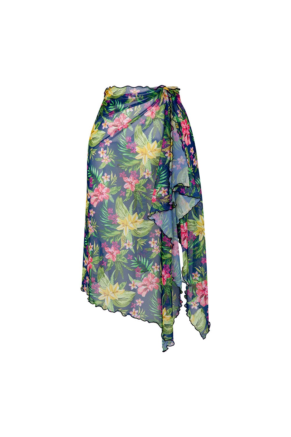 Bonesta-Callie Renkli Çiçek Desenli Büzgülü Volanlı Midi Pareo Etek-Pareo & Bandana-1-roqelvaxirum.shop
