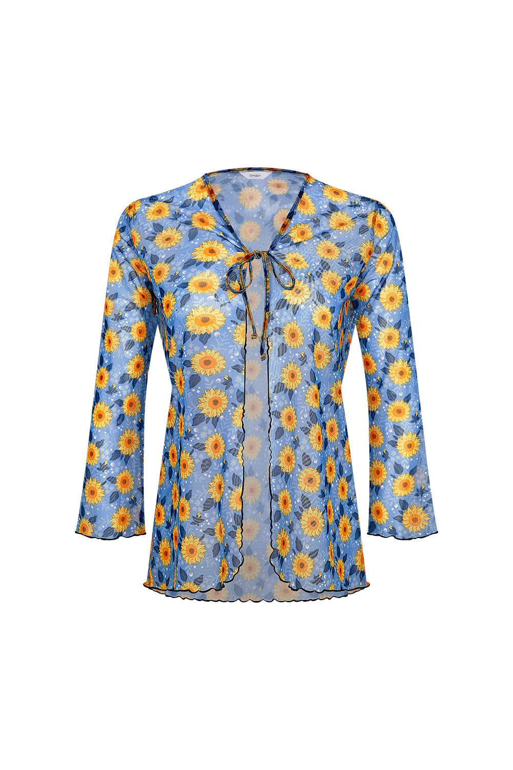 Bonesta-Cameo Ayçiçeği Desenli Önü Bağcıklı Gömlek Pareo-Pareo & Bandana-1-roqelvaxirum.shop