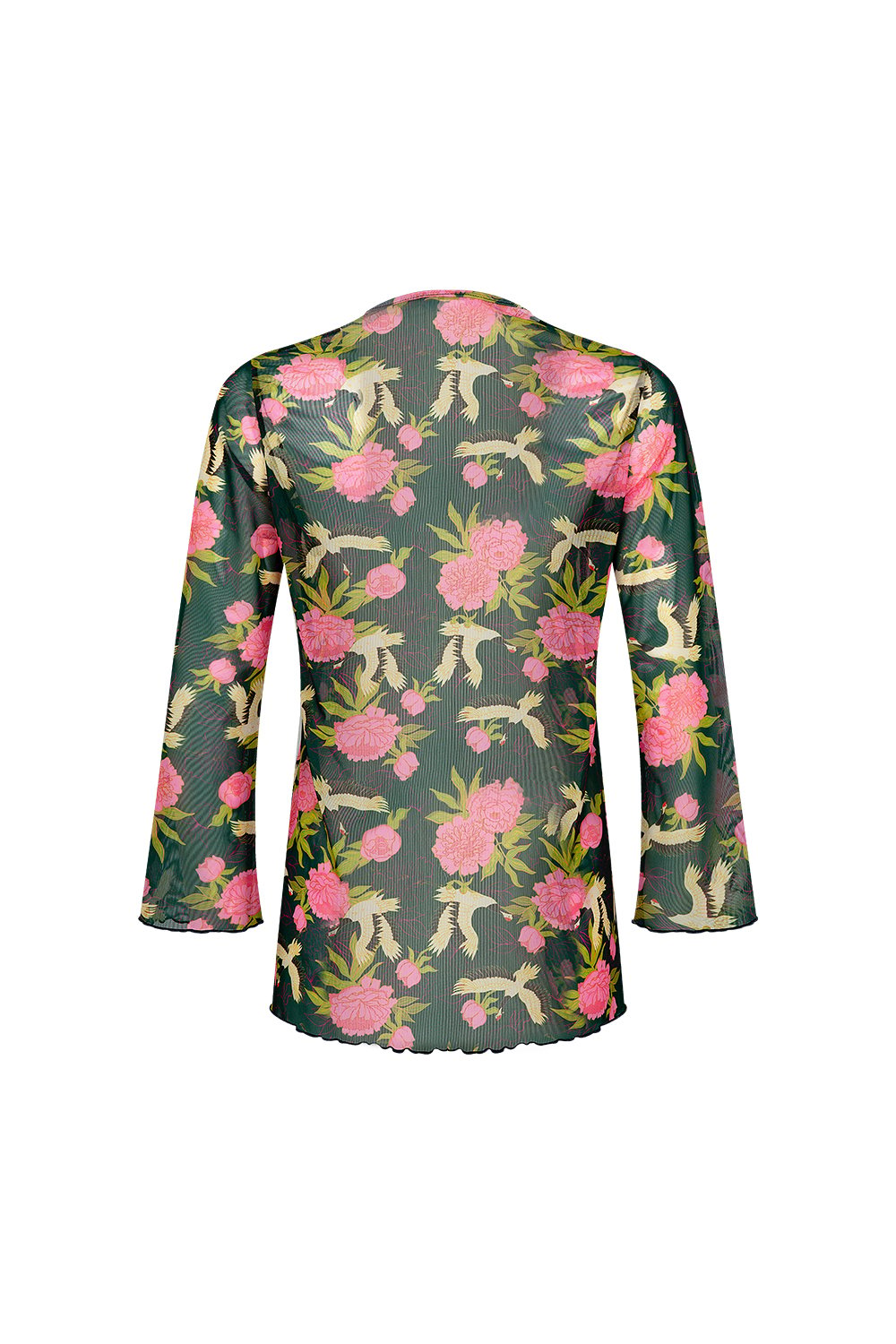 Bonesta-Cameo Pembe Kuş Desenli Önü Bağcıklı Gömlek Pareo-Pareo & Bandana-2-roqelvaxirum.shop
