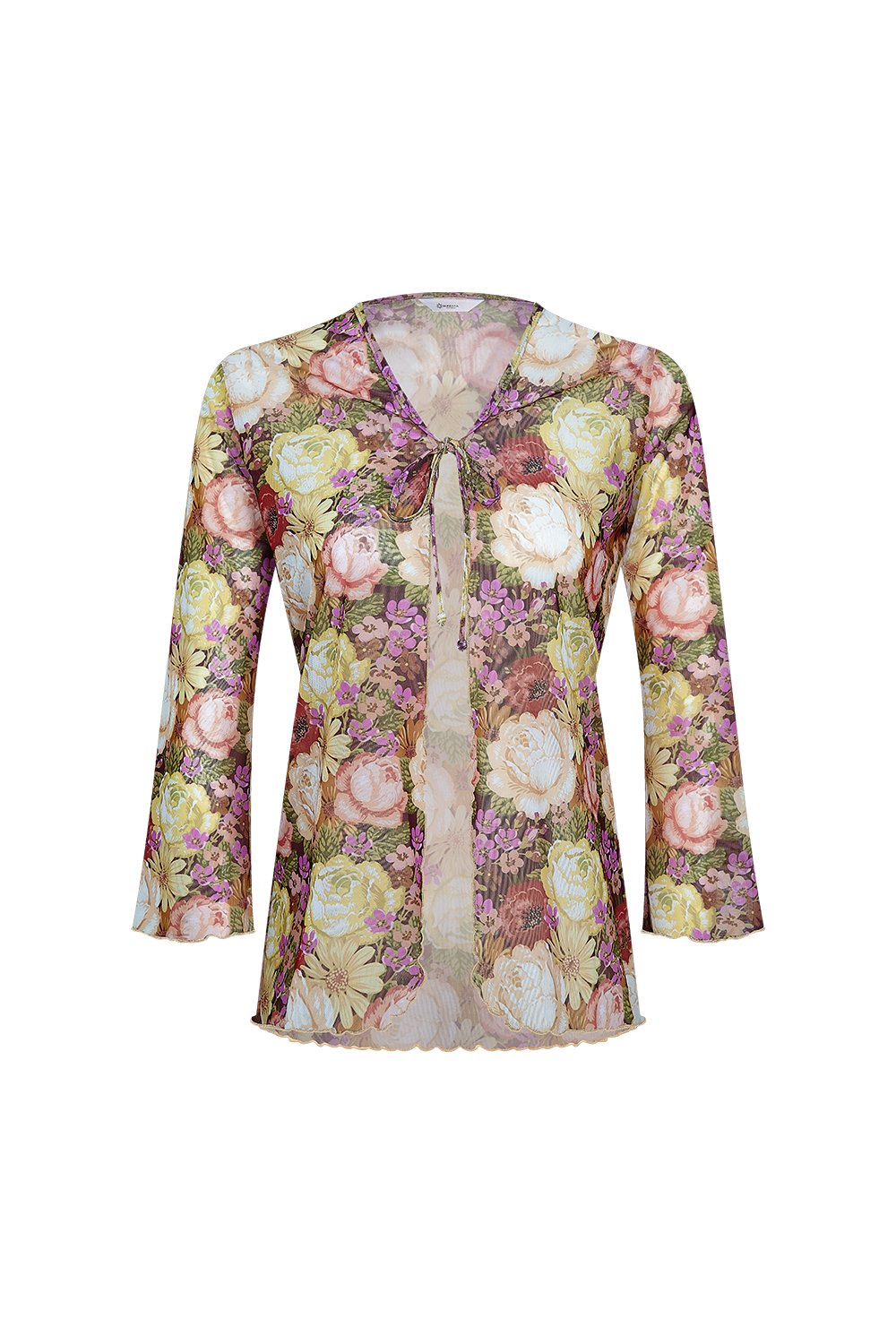 Bonesta-Cameo Renkli Pastel Çiçek Desenli Önü Bağcıklı Gömlek Pareo-Pareo & Bandana-1-roqelvaxirum.shop