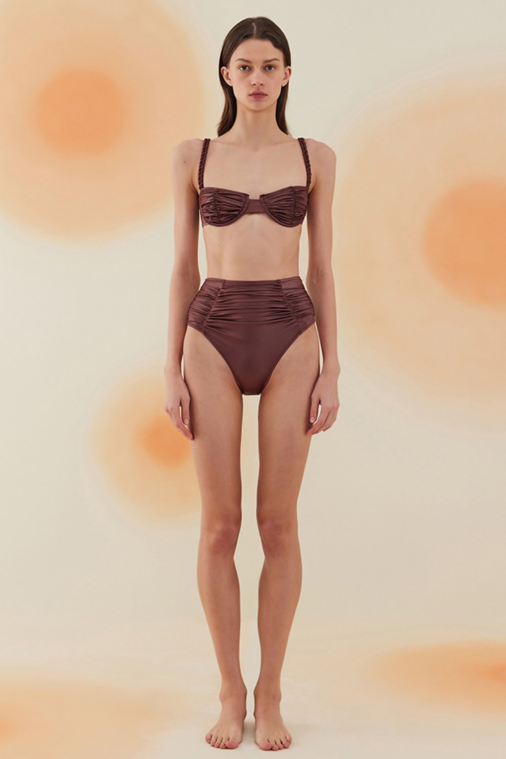 Bonesta-Erg Burnt Umber Drapeli Yüksek Bel Bikini Takımı-Bikini & Mayo-1-roqelvaxirum.shop
