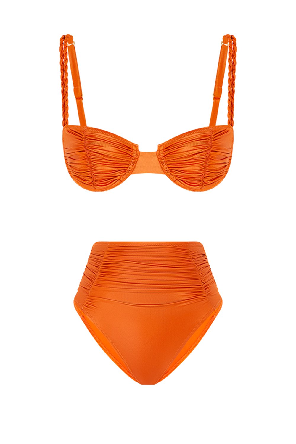 Bonesta-Erg Flame Orange Drapeli Yüksek Bel Bikini Takımı-Bikini & Mayo-4-roqelvaxirum.shop