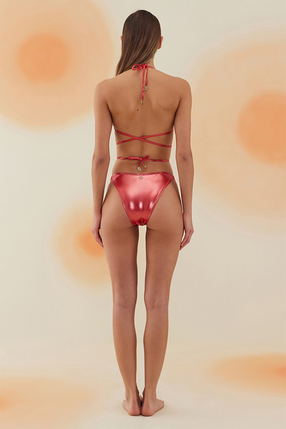 Bonesta-Escalante Shiny Crimson Red Halka Aksesuarlı Üçgen Bikini Takımı-Bikini & Mayo-3-roqelvaxirum.shop