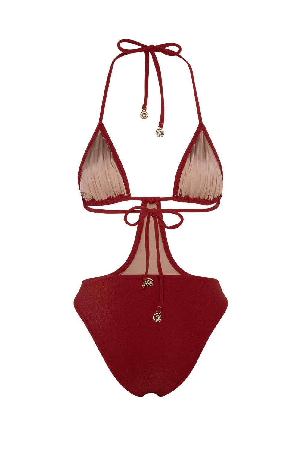 Bonesta-Mesquite Burgundy Terry Üçgen Asimetrik Mayo-Bikini & Mayo-5-roqelvaxirum.shop