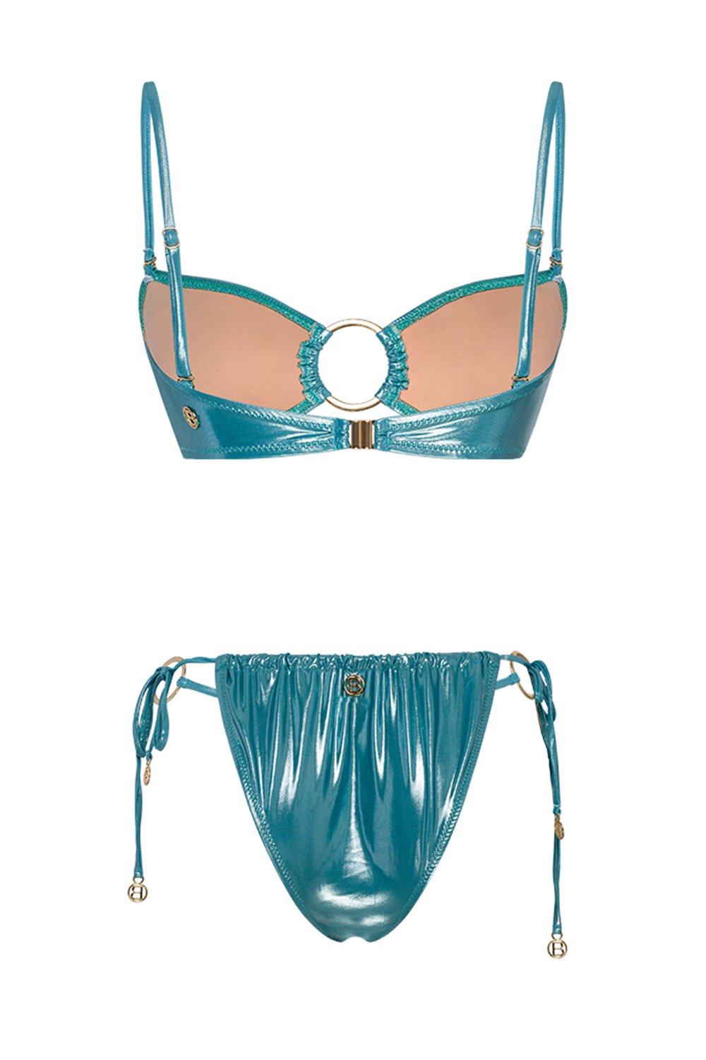 Bonesta-Sechura Shiny Turquoise Blue Halka Aksesuarlı Straplez Bikini Takımı-Bikini & Mayo-6-roqelvaxirum.shop